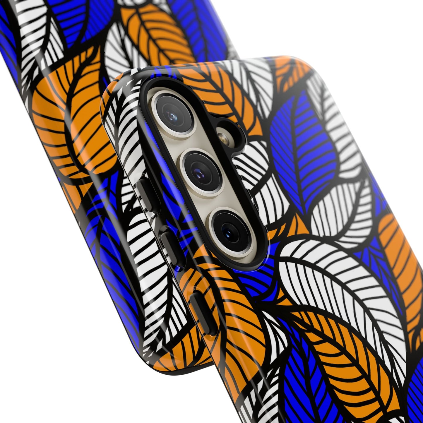 Blue and Gold Leaf Ankara Samsung Tough Cases | African Samsung Case | Afrocentric Samsung Case | Ankara Samsung Phone Case