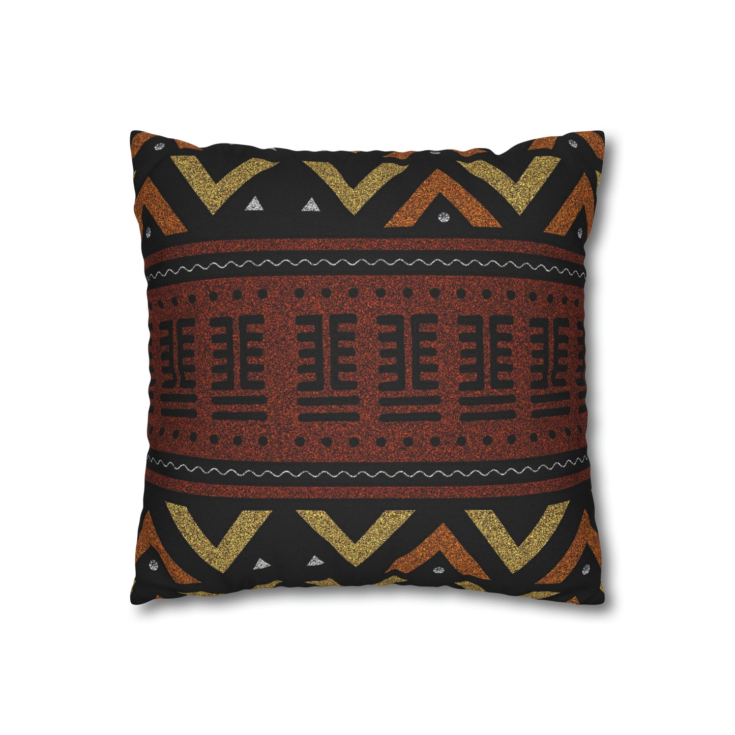 Brown Mudcloth Inspired Square Pillow Case | Afrocentric Pillow Case