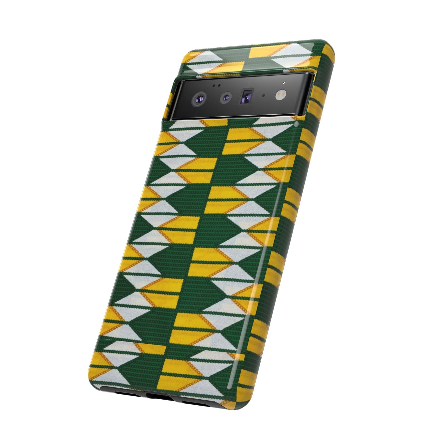 Green Gold White Ankara Google Pixel Tough Cases | African Google Pixel Case | Afrocentric Google Pixel Case