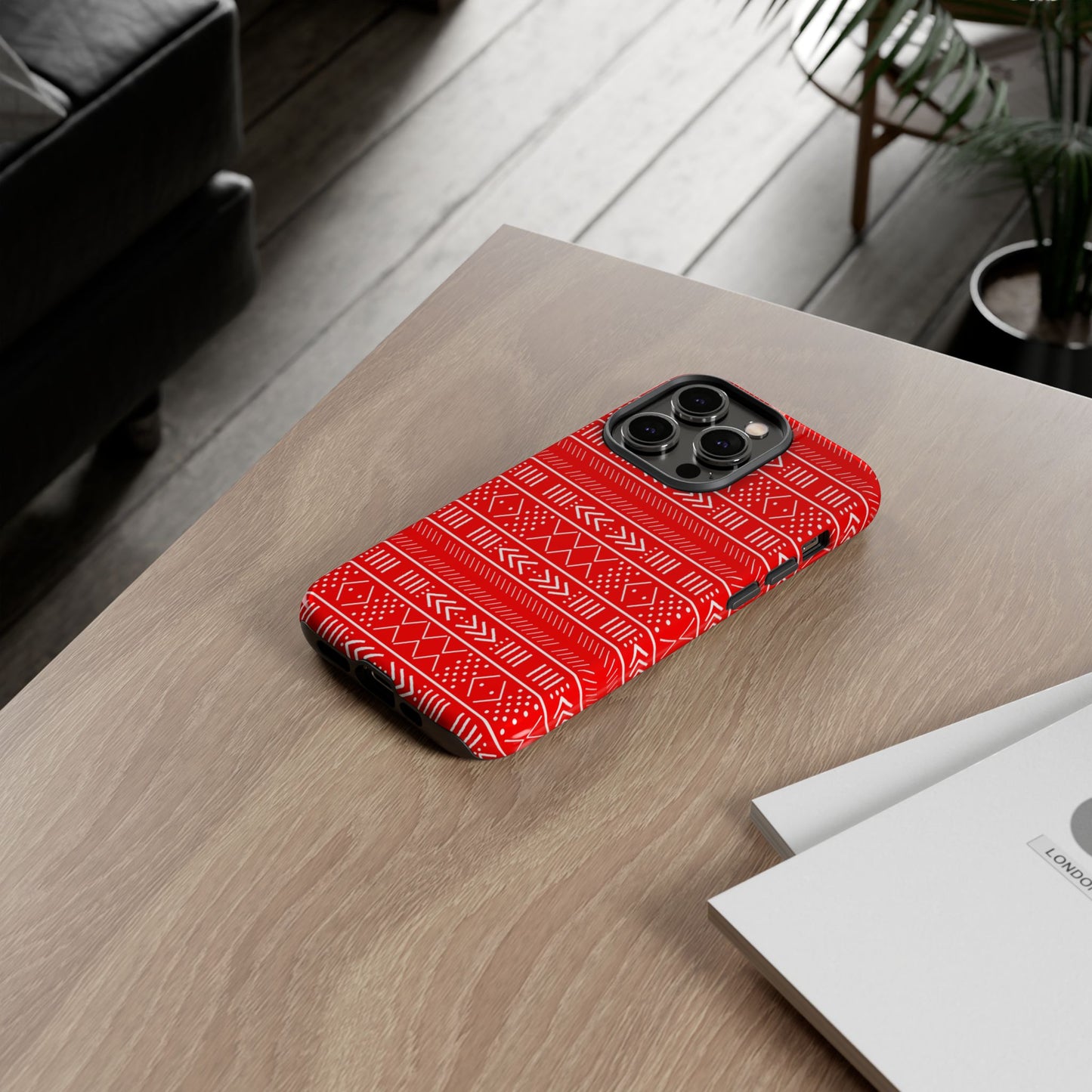 Red and White iPhone Tough Cases | Mudcloth iPhone Case | Afrocentric iPhone Case