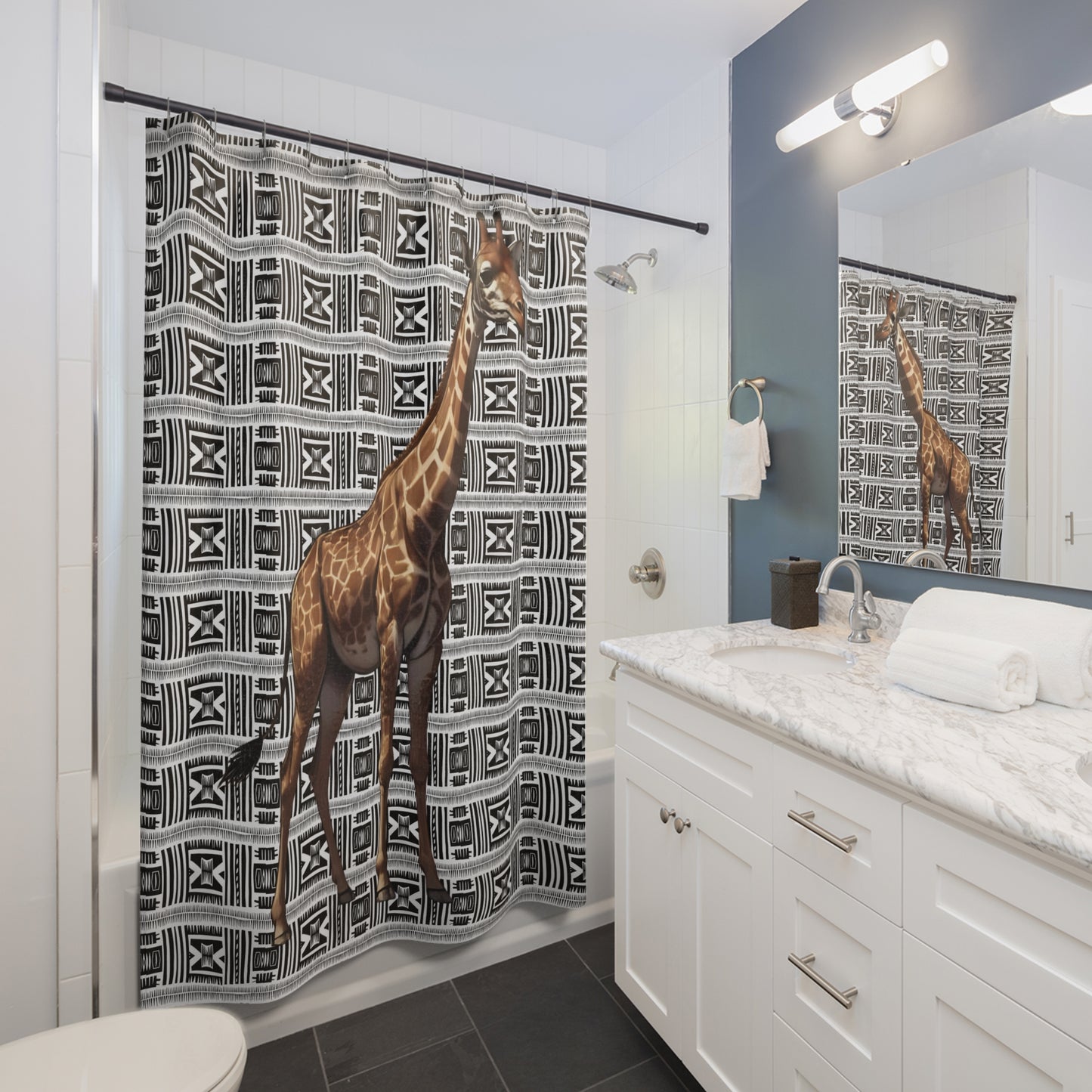 Stylish Giraffe Shower Curtain, Animal Decor, Bathroom Accessory, Gift for Animal Lovers, Modern Home Decor, Unique Bathroom Design