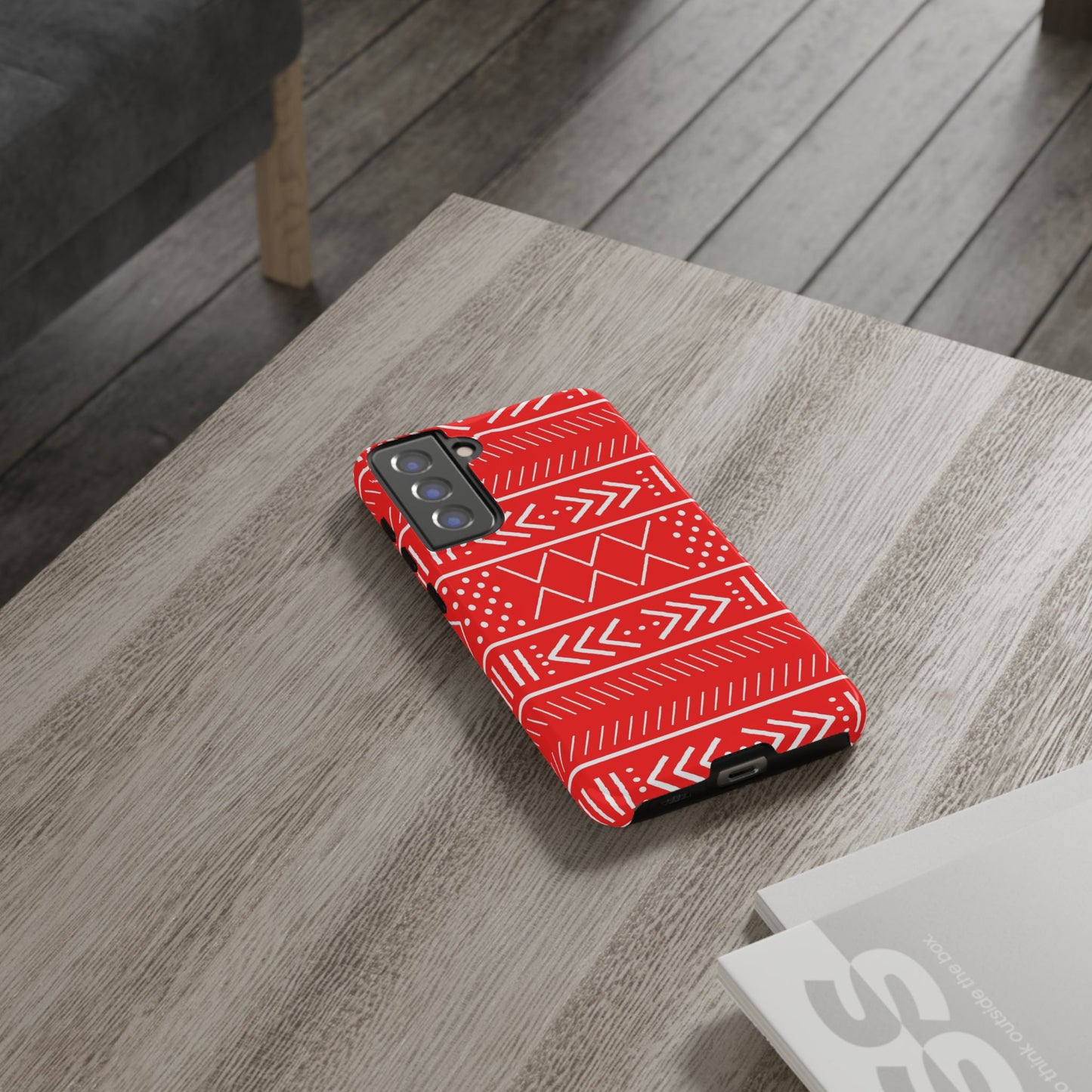 Red and White Mudcloth Samsung Tough Cases | African Samsung Case | Afrocentric Samsung Case | Mudcloth Samsung Case