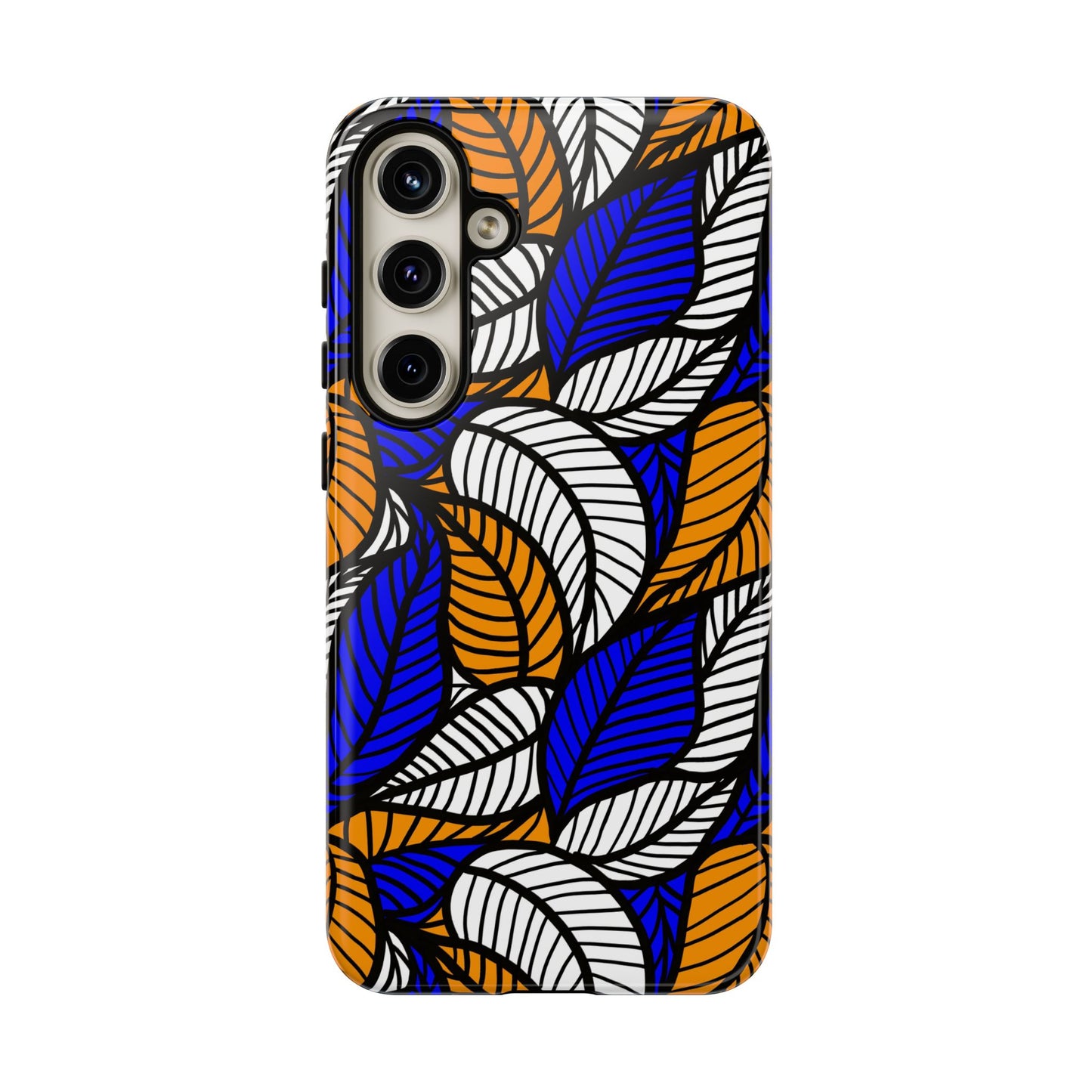 Blue and Gold Leaf Ankara Samsung Tough Cases | African Samsung Case | Afrocentric Samsung Case | Ankara Samsung Phone Case