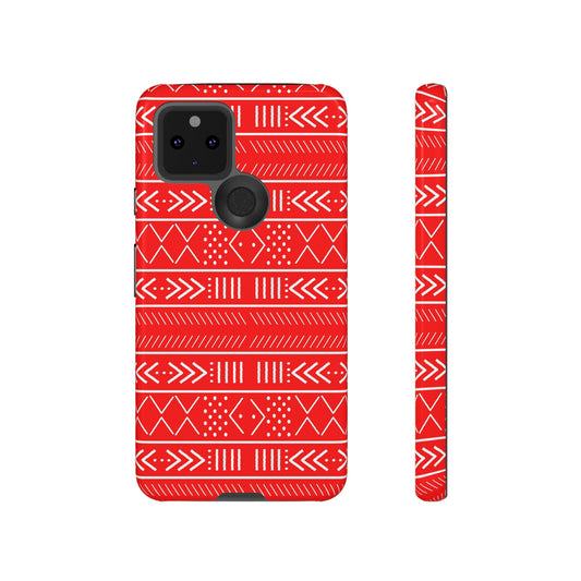 Red and White Mudcloth Google Pixel Tough Cases | African Google Pixel Case | Afrocentric Google Pixel Case | Mudcloth Phone Case