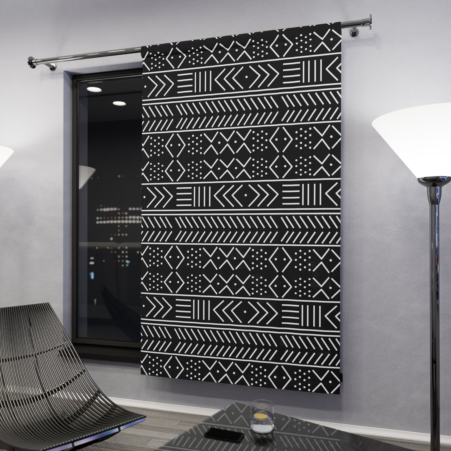 50× 84 Black and WhitebMudcloth Inspired Blackout Window Curtains (1 Piece)