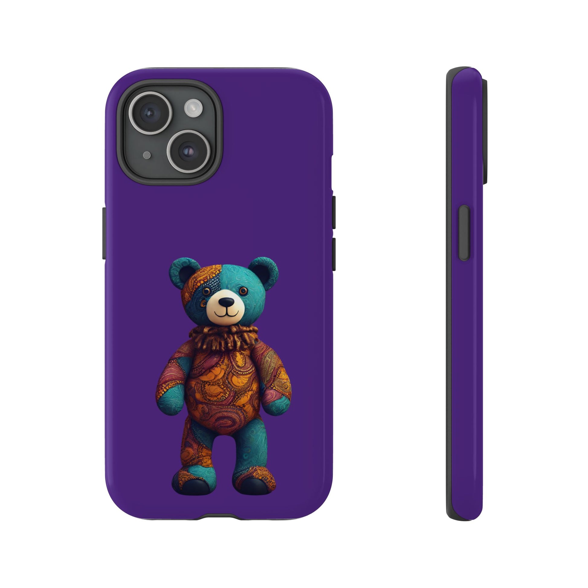 Purple and Blue Bear iPhone Tough Cases | Ankara Bear iPhone Case | Afrocentric iPhone Case
