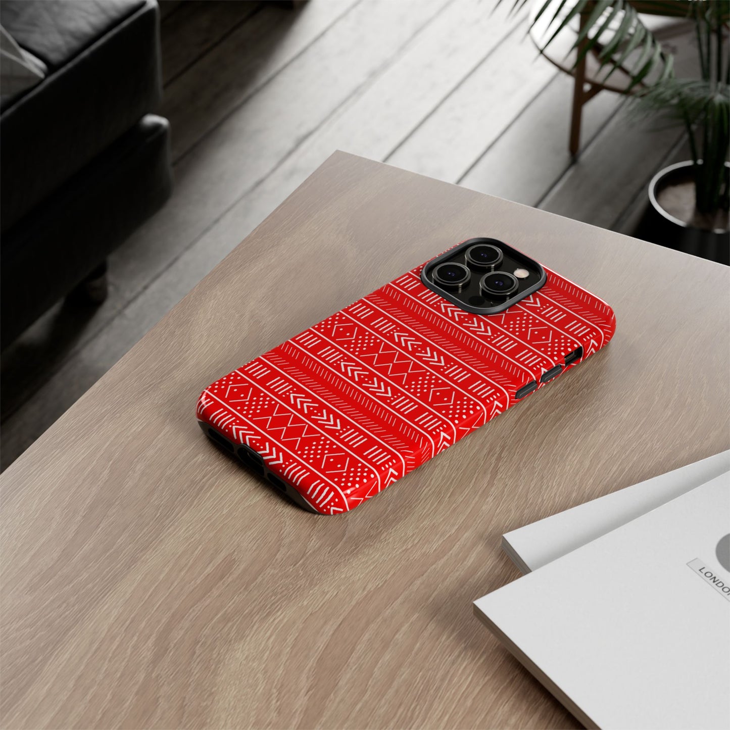 Red and White iPhone Tough Cases | Mudcloth iPhone Case | Afrocentric iPhone Case