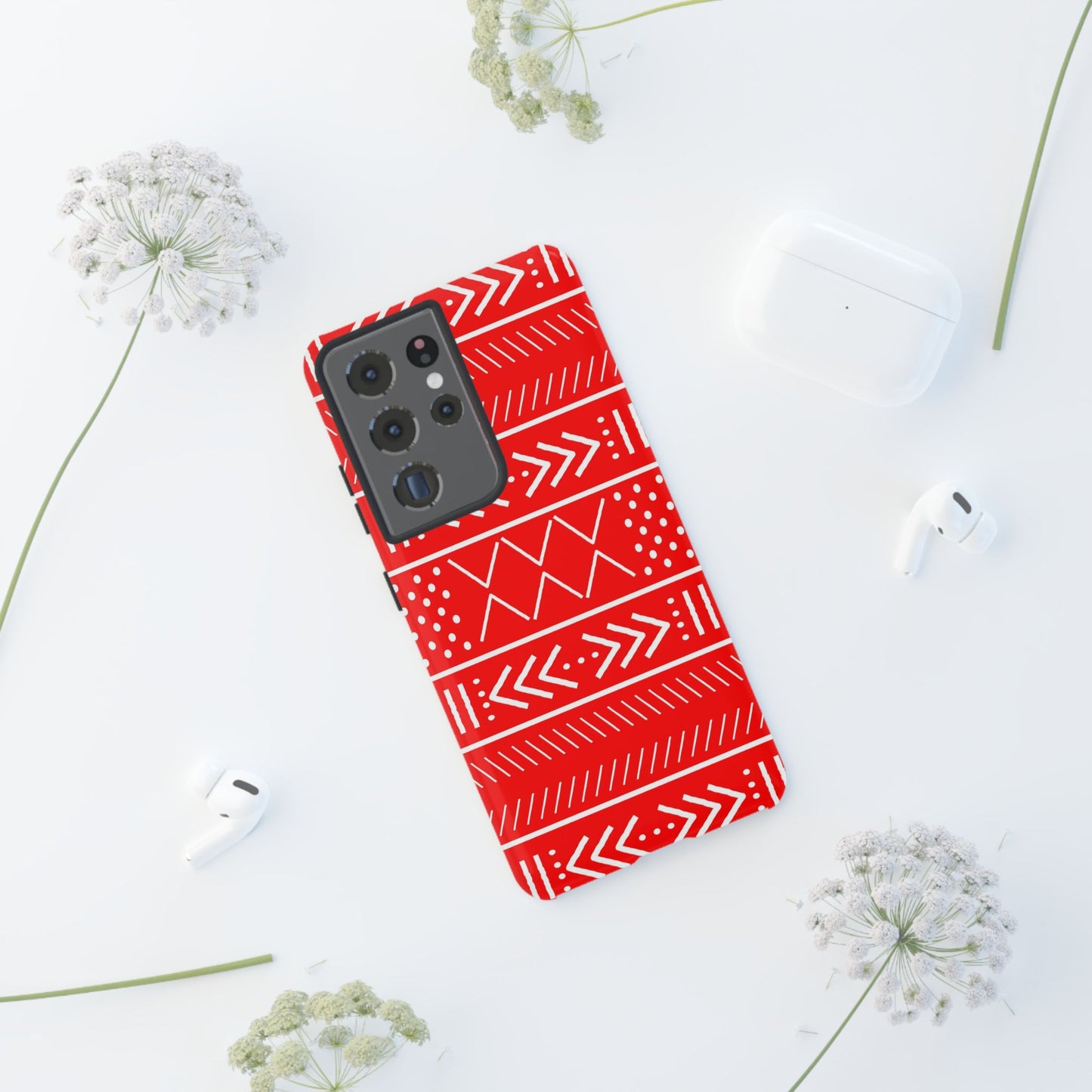 Red and White Mudcloth Samsung Tough Cases | African Samsung Case | Afrocentric Samsung Case | Mudcloth Samsung Case
