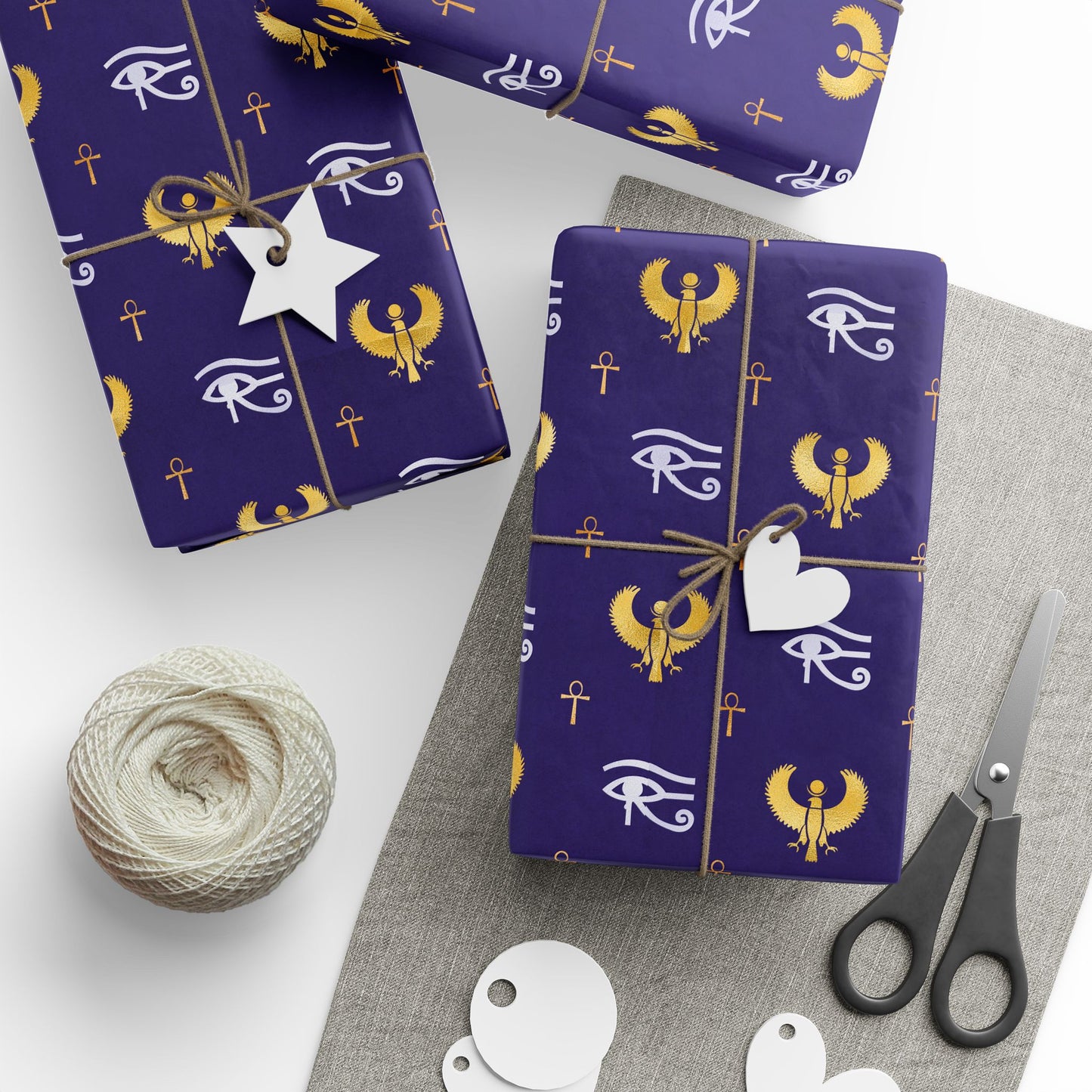 Blue Egyptian Wrapping Papers | Ankh Wrapping Paper | Afrocentric Wrapping Paper | Eye of Horus Craft Paper
