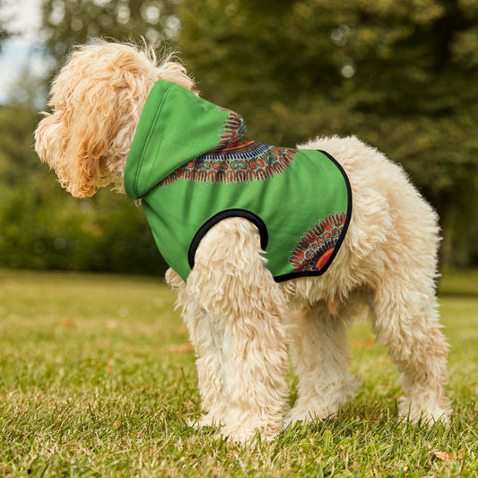 African Print Pet Hoodie - Green Dashiki