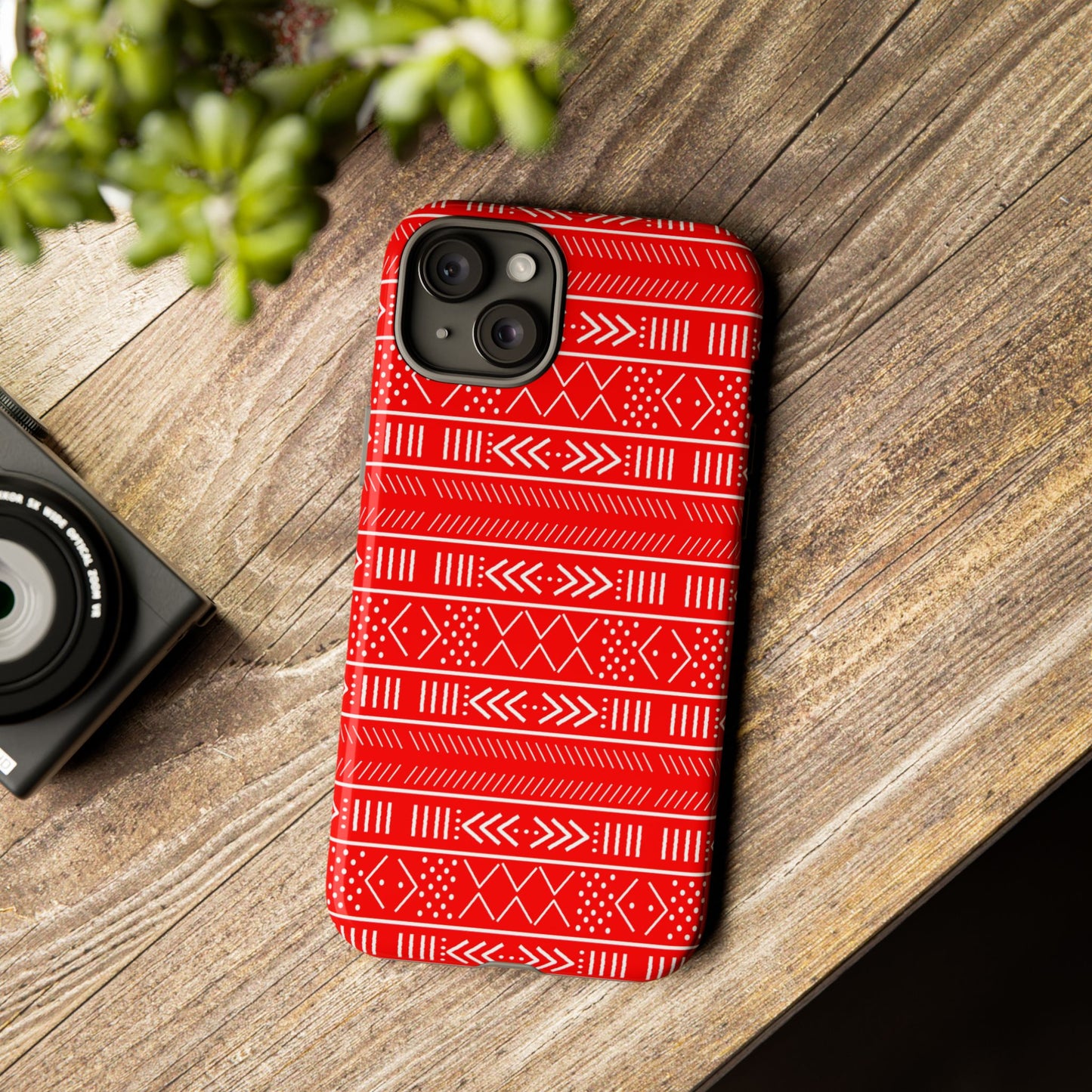 Red and White iPhone Tough Cases | Mudcloth iPhone Case | Afrocentric iPhone Case
