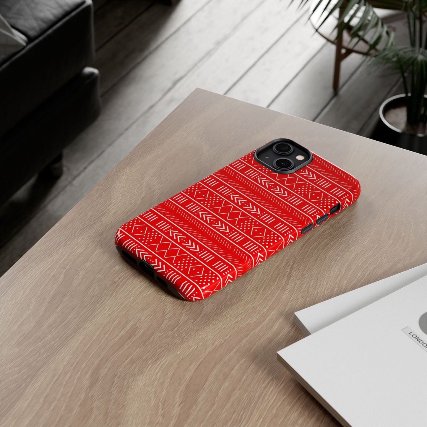 Red and White iPhone Tough Cases | Mudcloth iPhone Case | Afrocentric iPhone Case