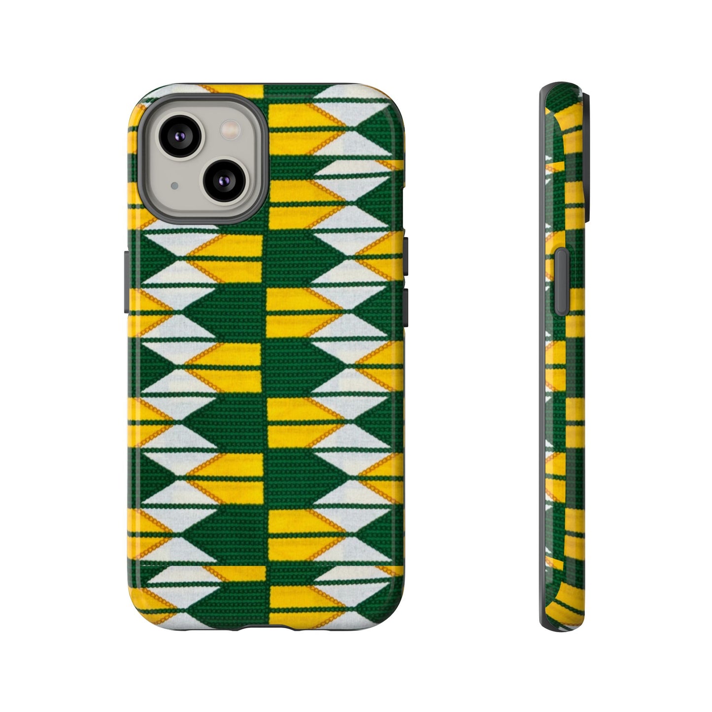 Green Yellow White iPhone Tough Cases | Ankara iPhone Case | Afrocentric iPhone Case