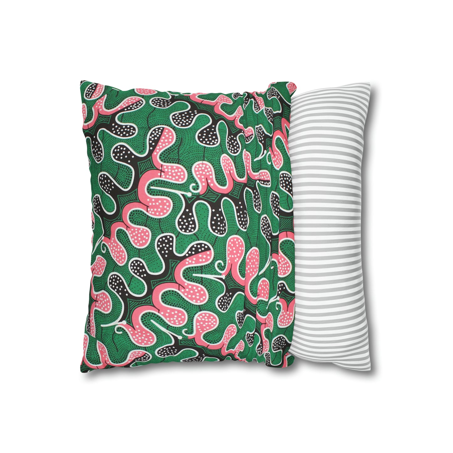 Pink and Green Ankara Square Pillow Case | Afrocentric Pillow Case