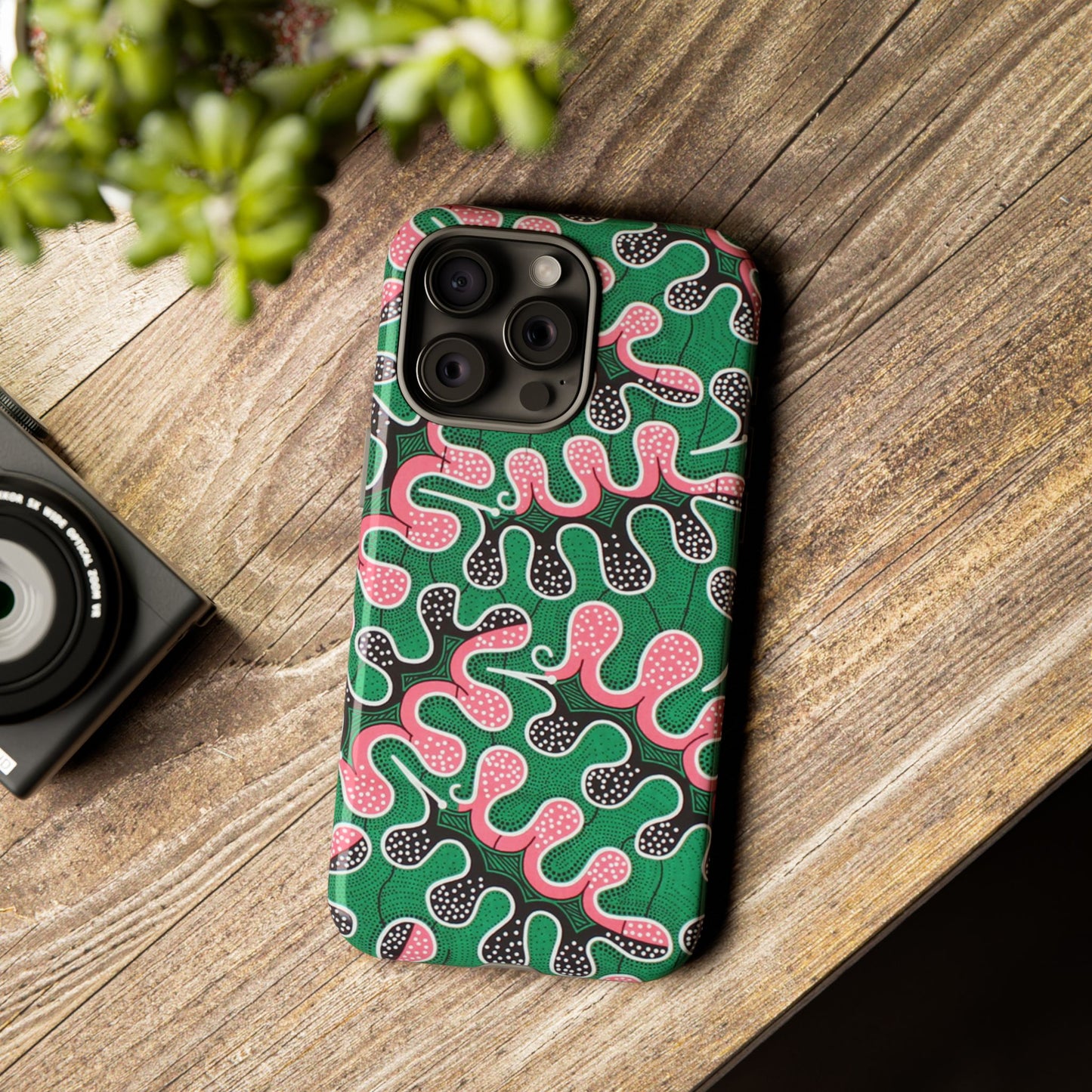 Green Pink iPhone Tough Cases | Ankara iPhone Case | Afrocentric iPhone Case