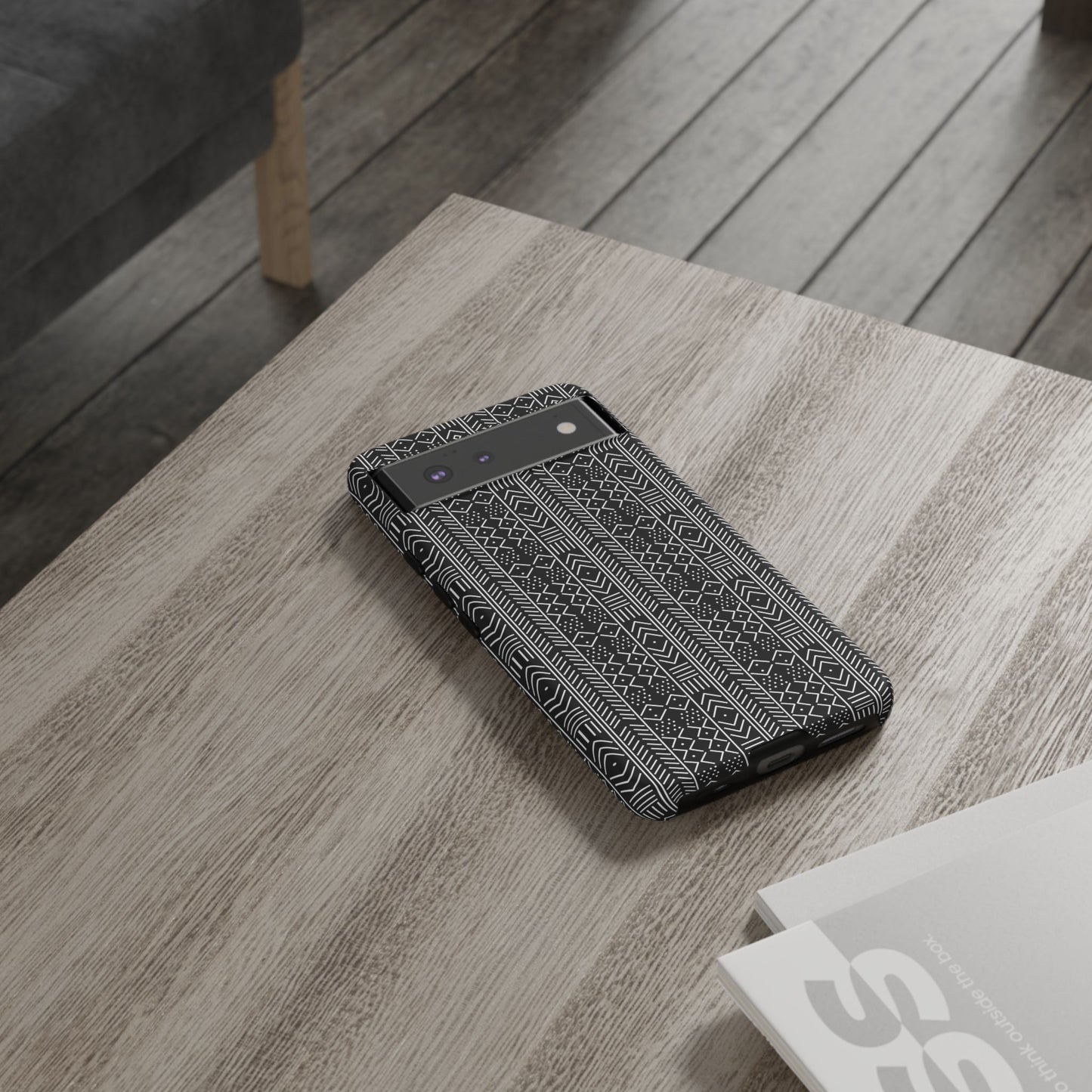 Black & White Mudcloth Google Pixel Tough Cases | African Google Pixel Case | Afrocentric Google Pixel Case