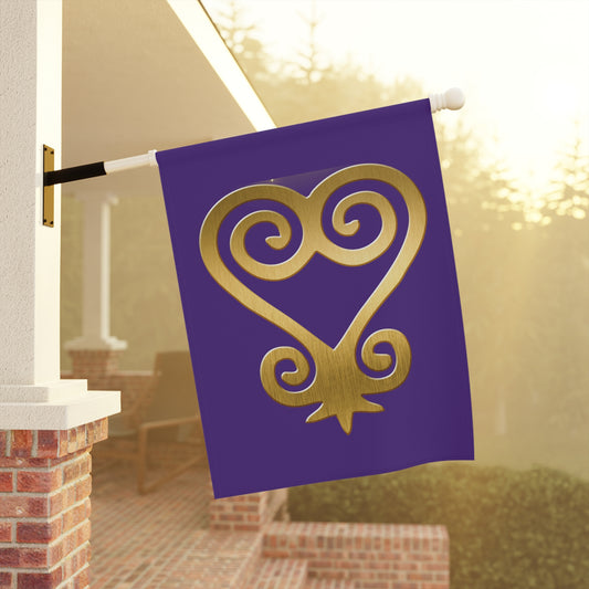 Sankofa Purple Gold Home Flag | House Banner | Black Gifts | Yard Gifts | Yard Flag | Adinkra Banner
