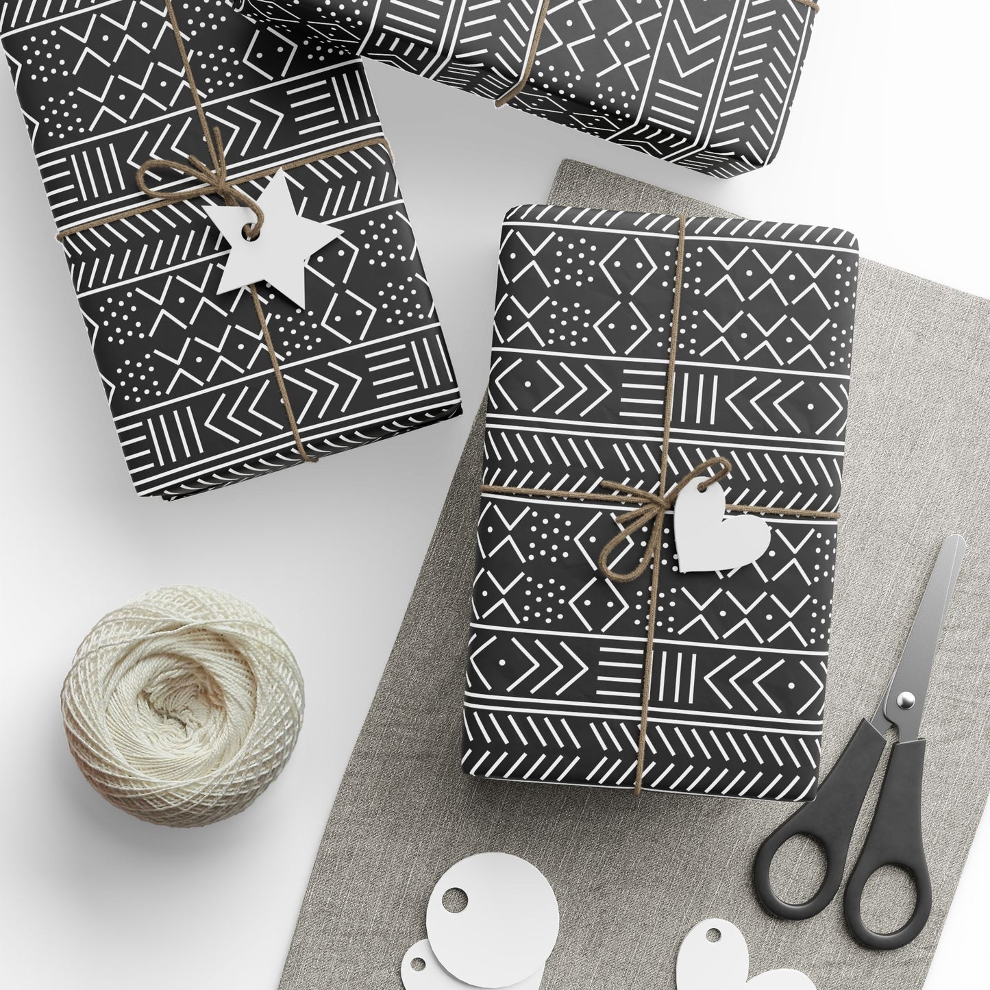 Black and White Mudcloth Wrapping Papers