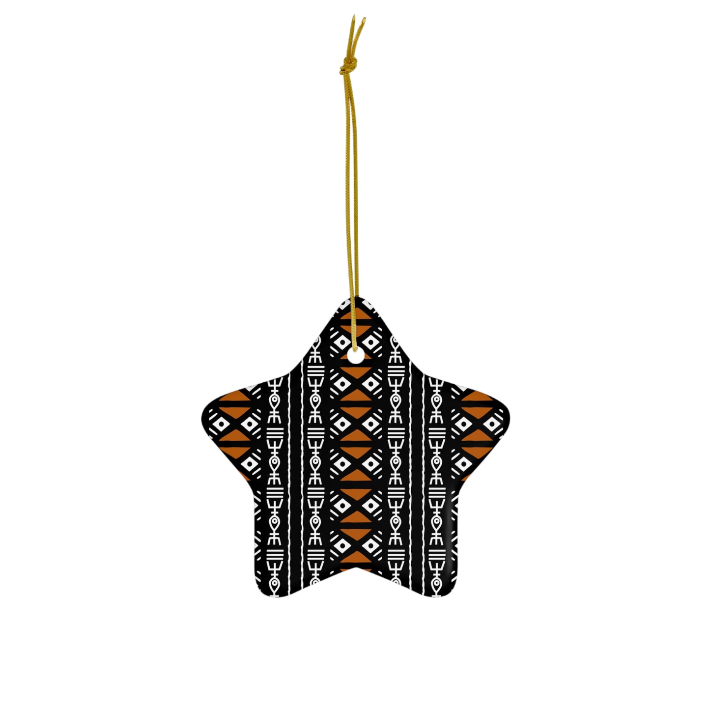 Mudcloth II Ceramic Ornament, 4 Shapes