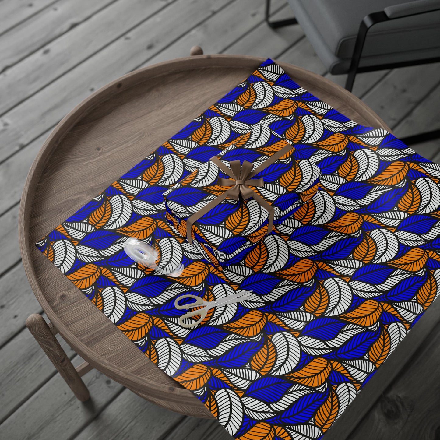 Blue Leaf Ankara Wrapping Papers | African Wrapping Paper | Afrocentric Wrapping Paper