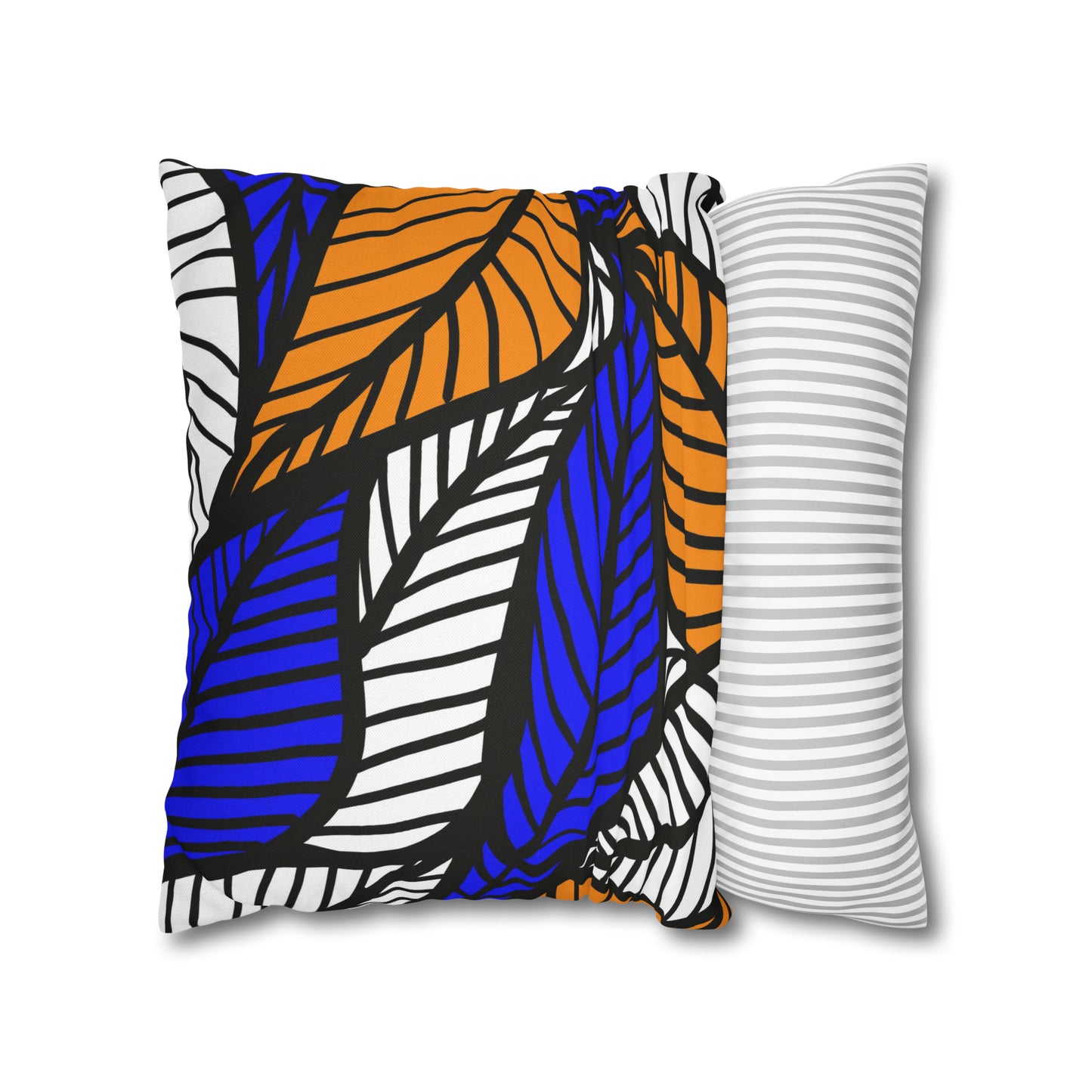 Blue Ankara Polyester Square Pillow Case | Afrocentric Pillow Case