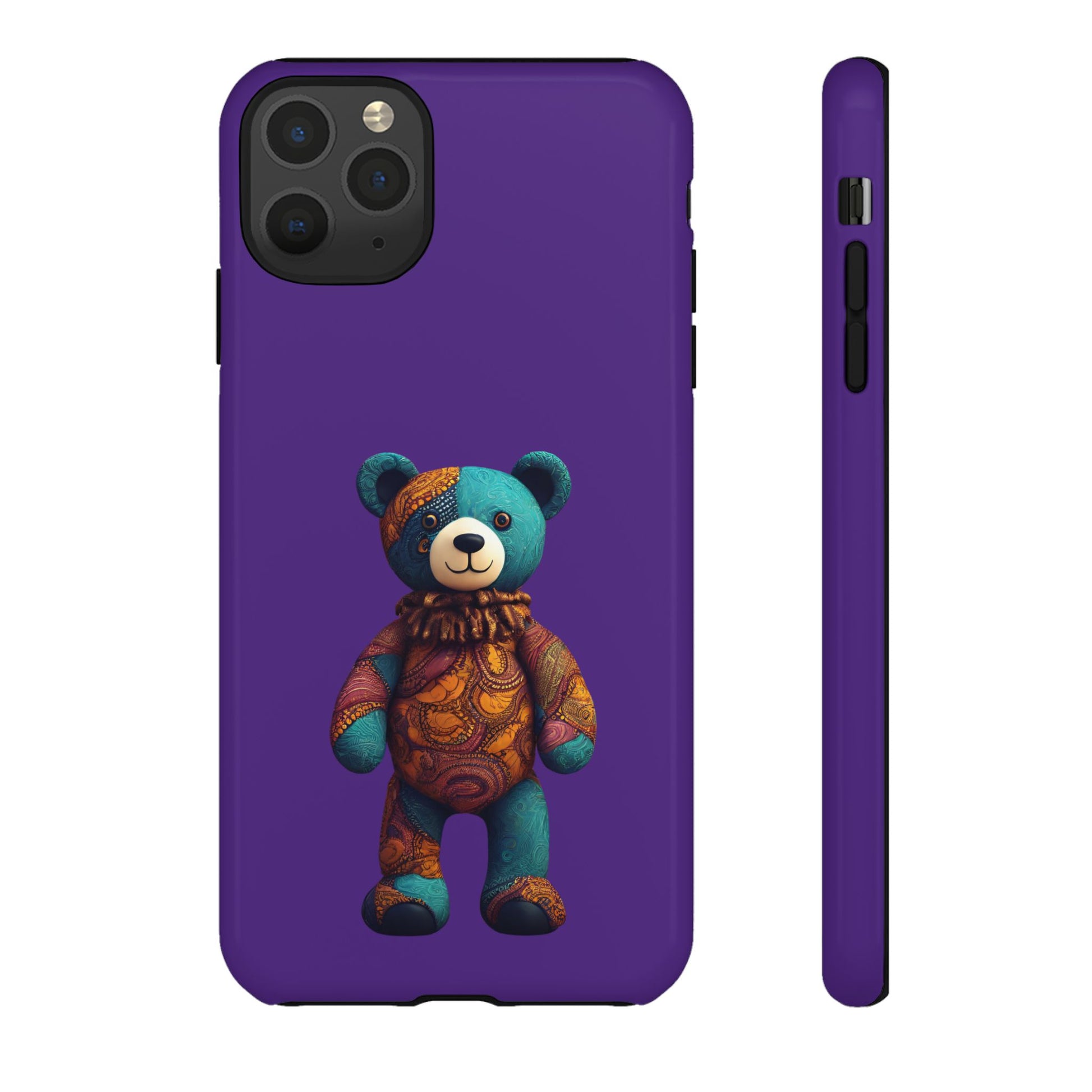 Purple and Blue Bear iPhone Tough Cases | Ankara Bear iPhone Case | Afrocentric iPhone Case