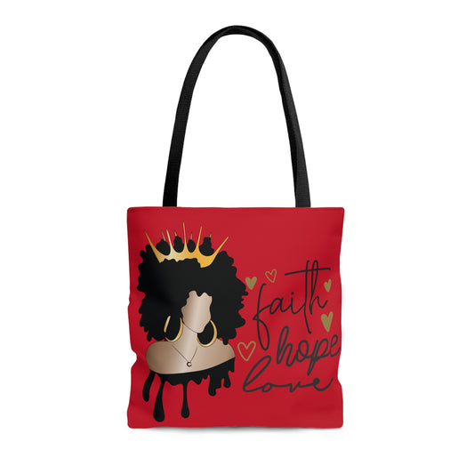 Red Faith...Hope...Love Tote Bag