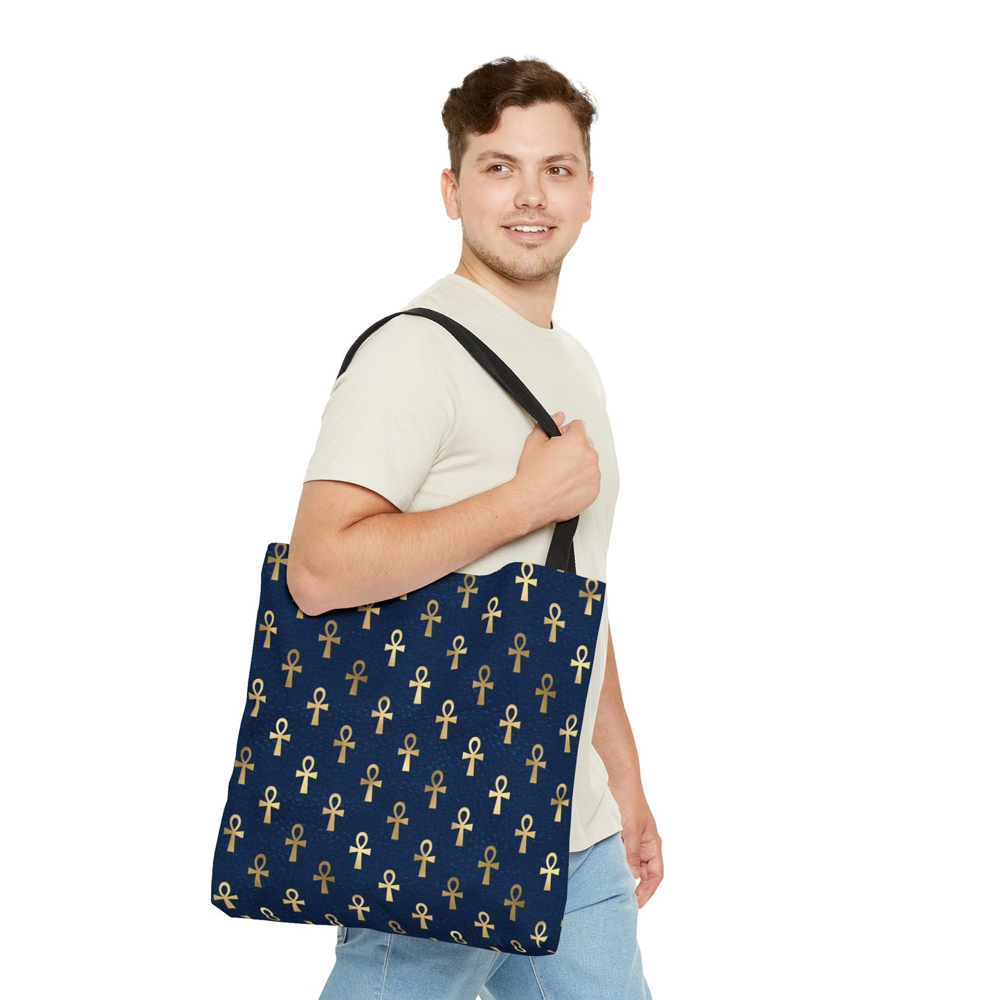 Blue & Gold Ankh Tote Bag
