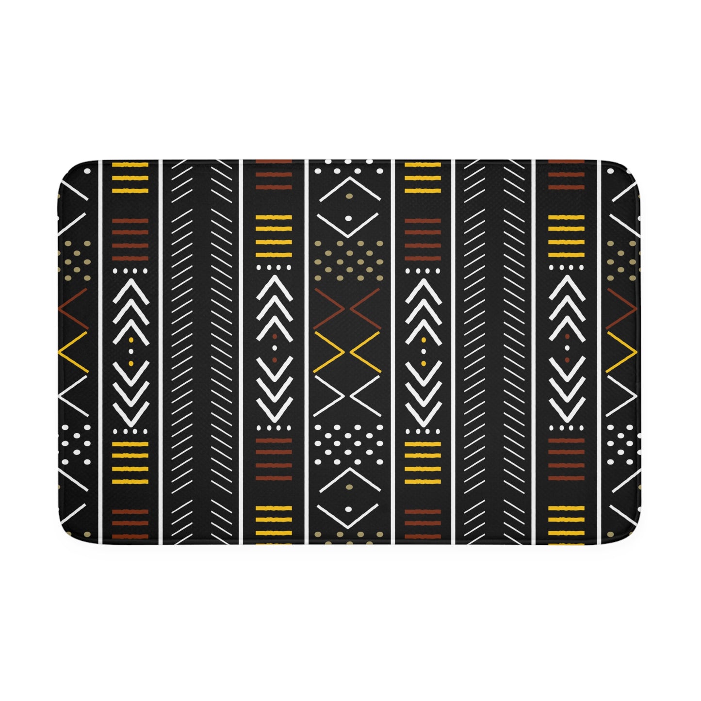 Multi-colored Mudcloth Inspired Memory Foam Bath Mat