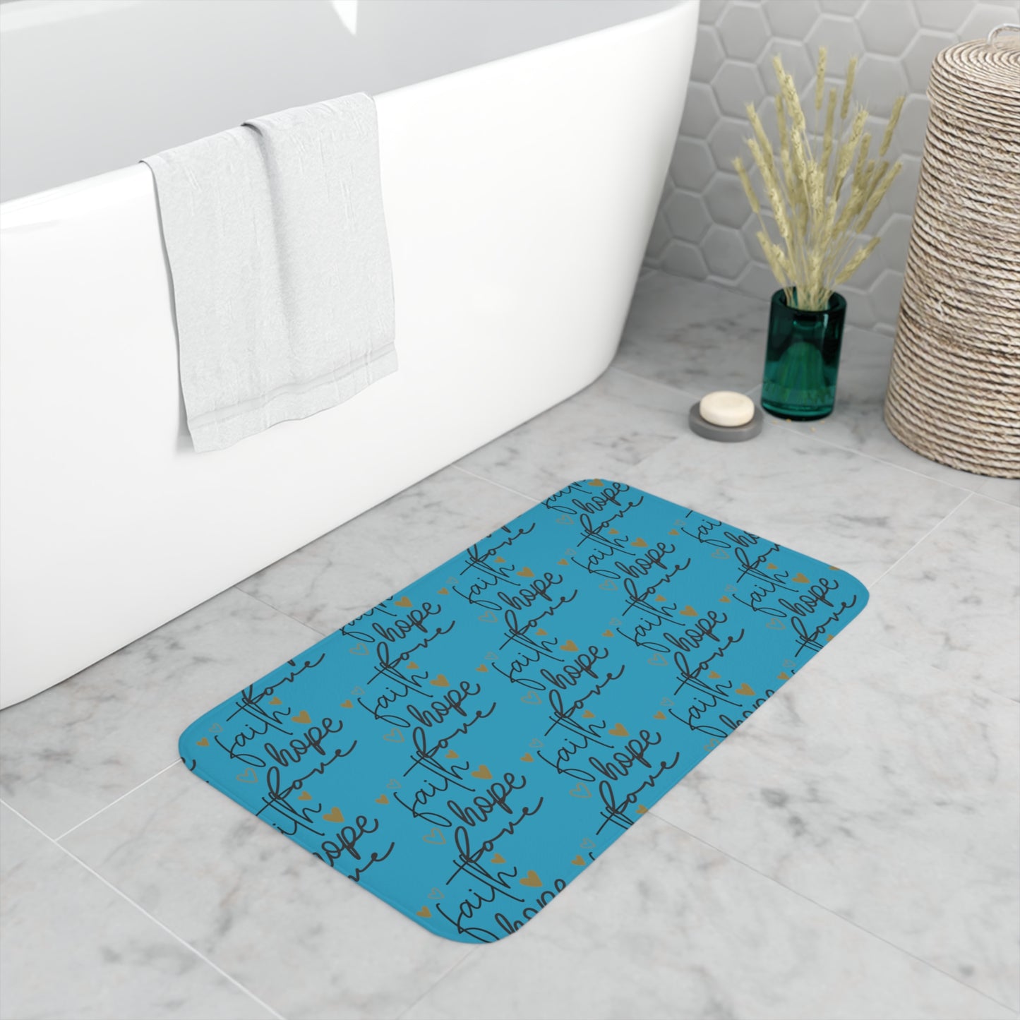 Faith Hope Love Memory Foam Bath Mat
