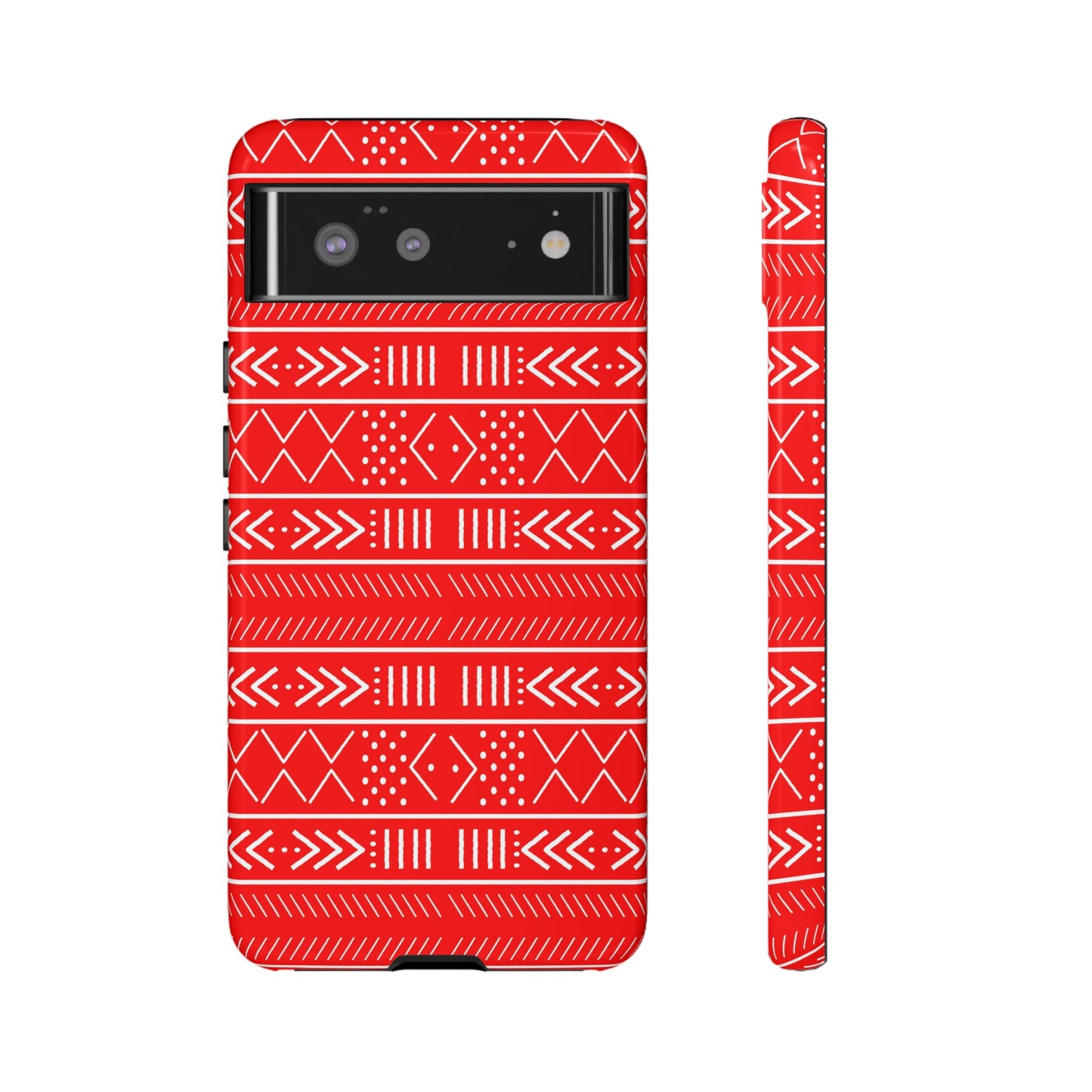 Red and White Mudcloth Google Pixel Tough Cases | African Google Pixel Case | Afrocentric Google Pixel Case | Mudcloth Phone Case