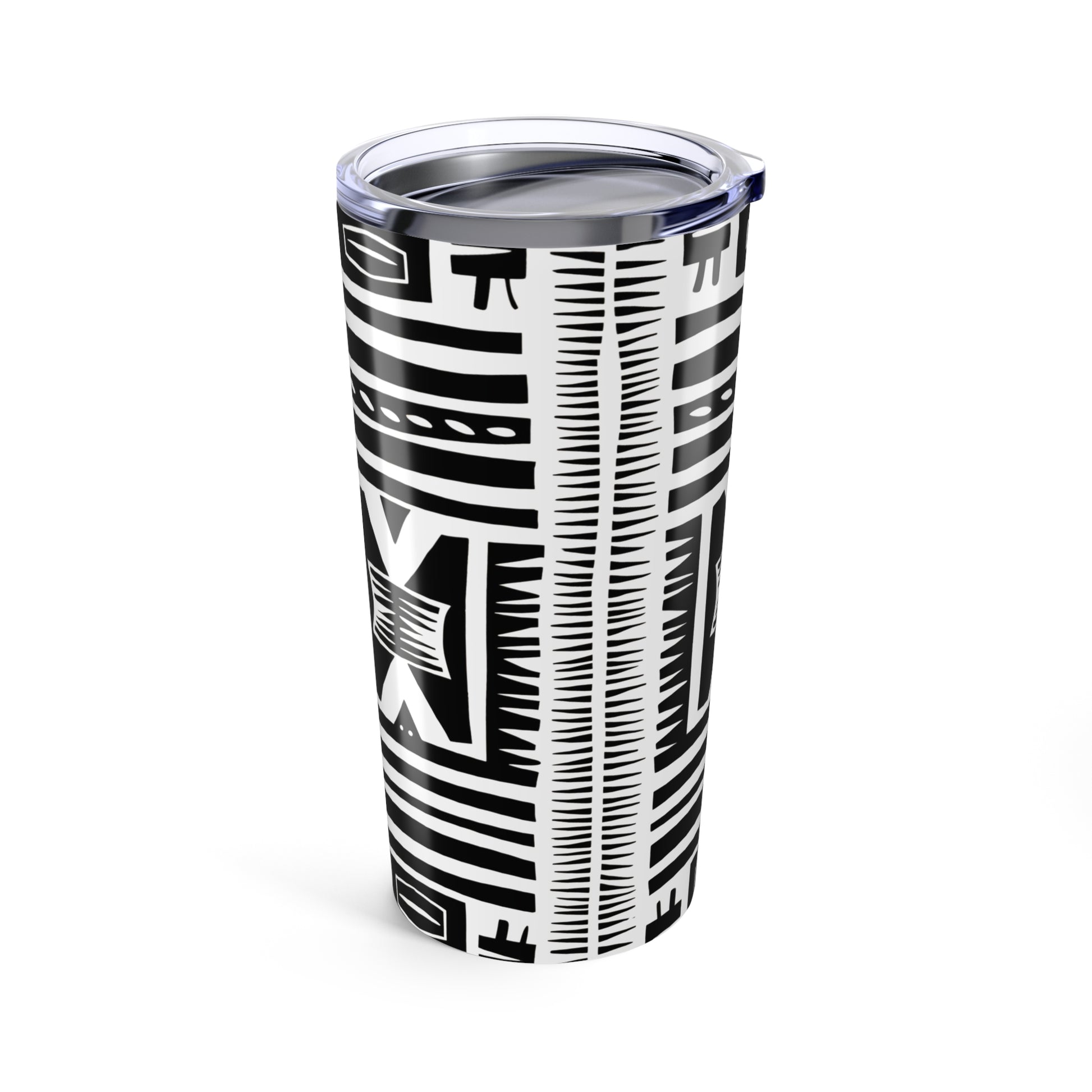 Trendy Black and White 20oz Tumbler - Unique Geometric Drinkware, Perfect for Travel, Gifts, and Home Decor