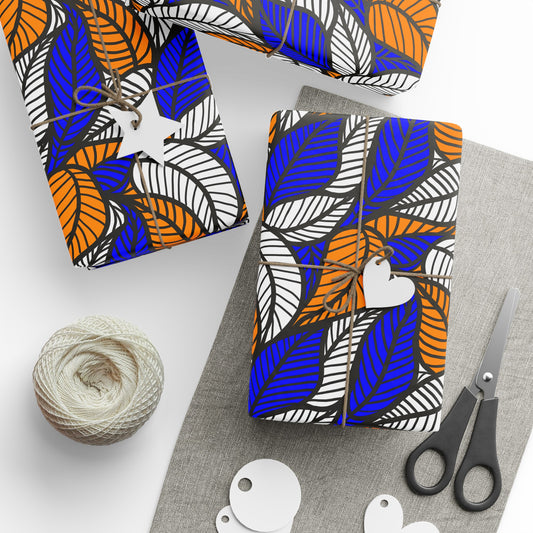 Blue Leaf Ankara Wrapping Papers | African Wrapping Paper | Afrocentric Wrapping Paper