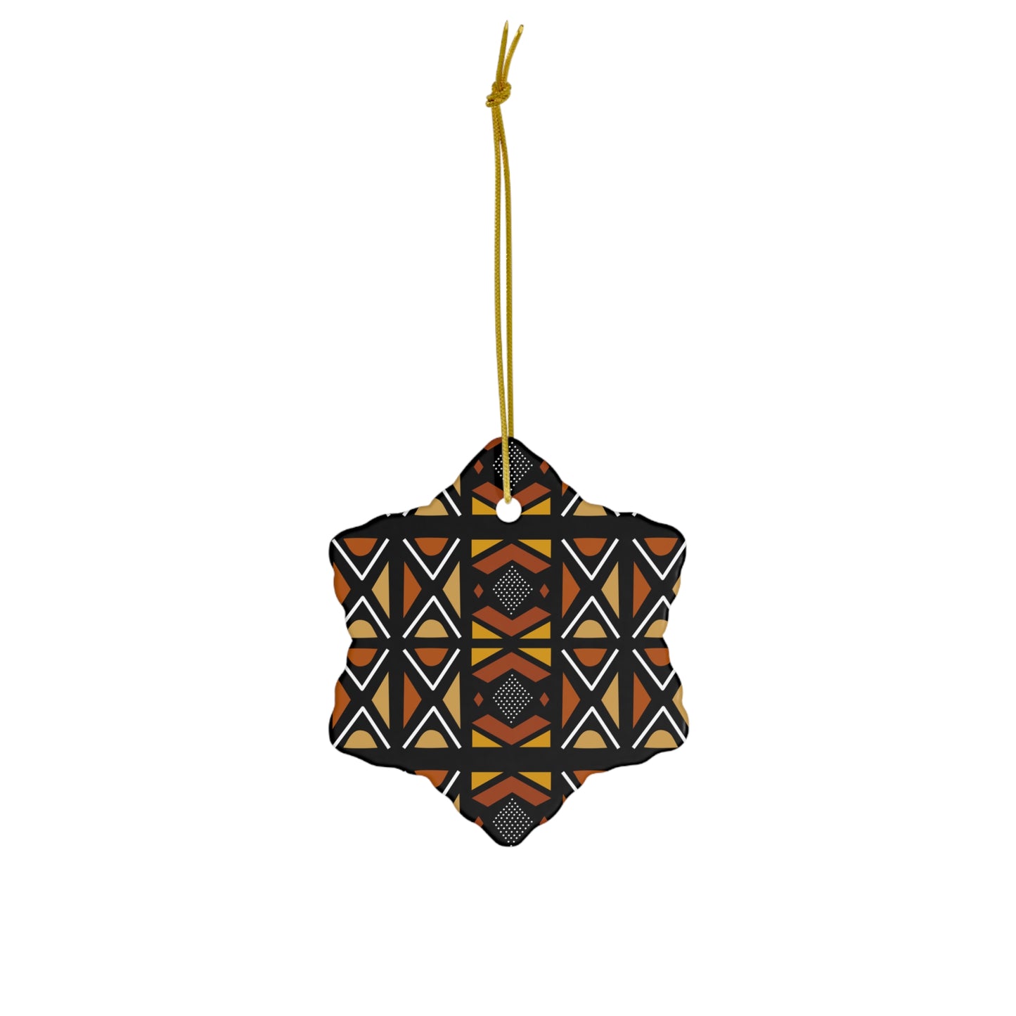 Mudcloth Ceramic Ornament, 4 Shapes