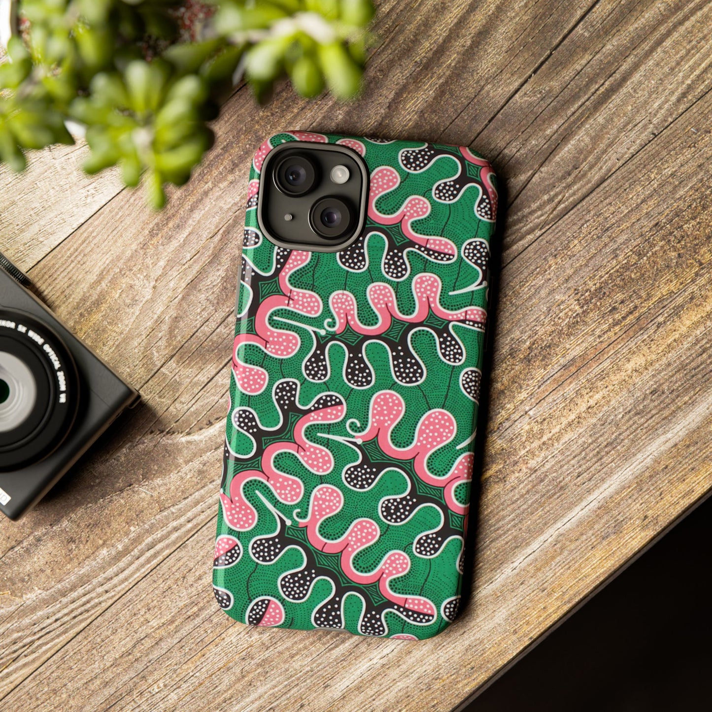 Green Pink iPhone Tough Cases | Ankara iPhone Case | Afrocentric iPhone Case