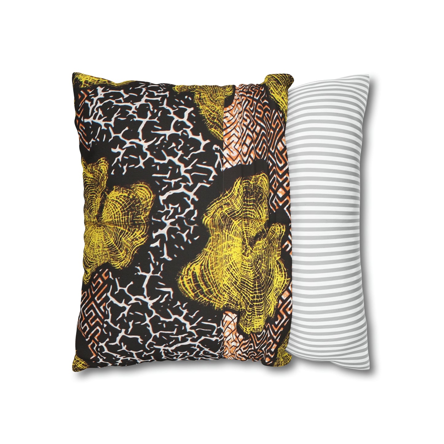 Black and Gold Ankara Square Pillow Case | Afrocentric Pillow Case