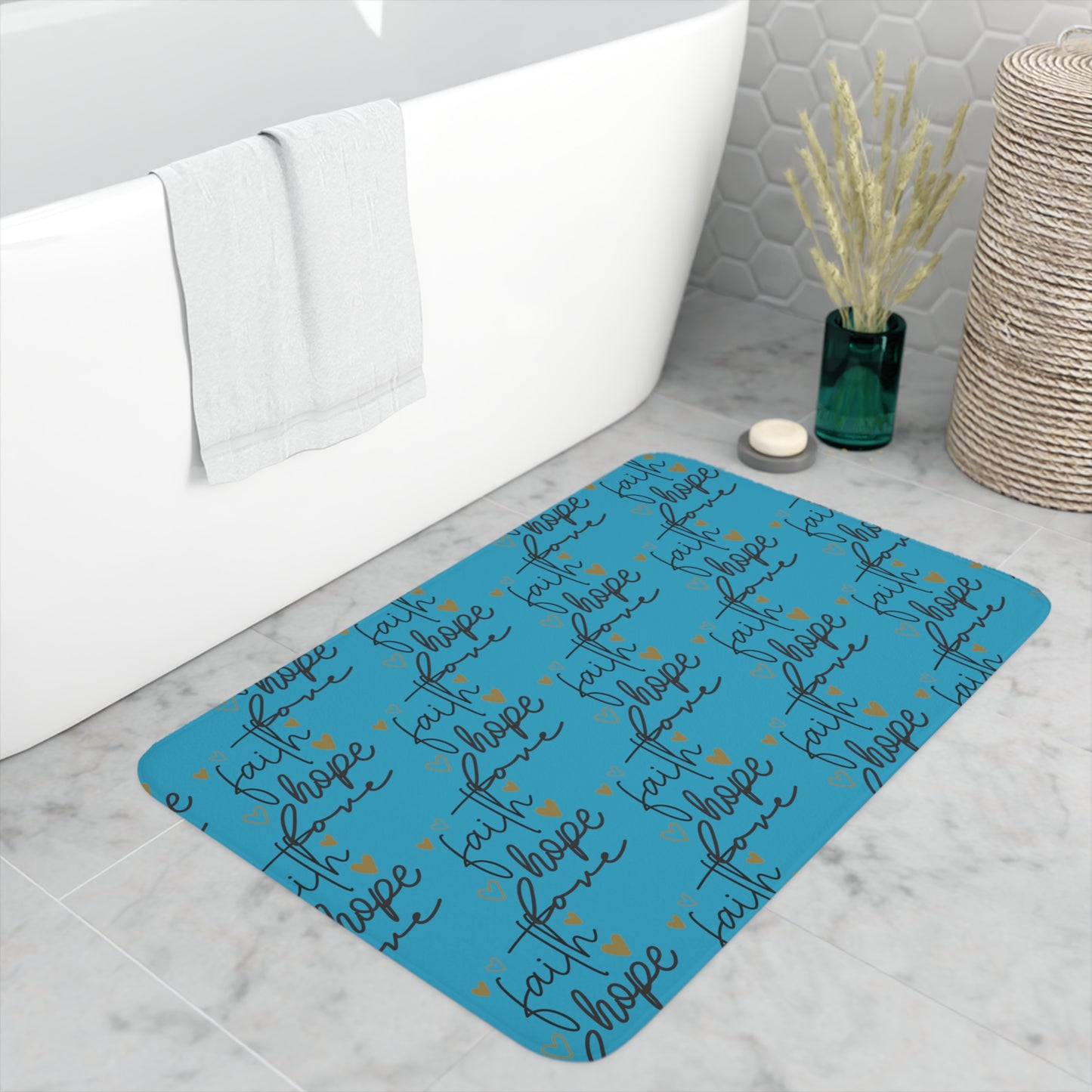 Faith Hope Love Memory Foam Bath Mat