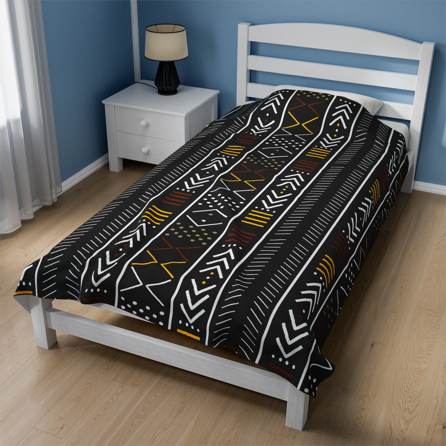 African Mudcloth Inspired Plush Blanket
