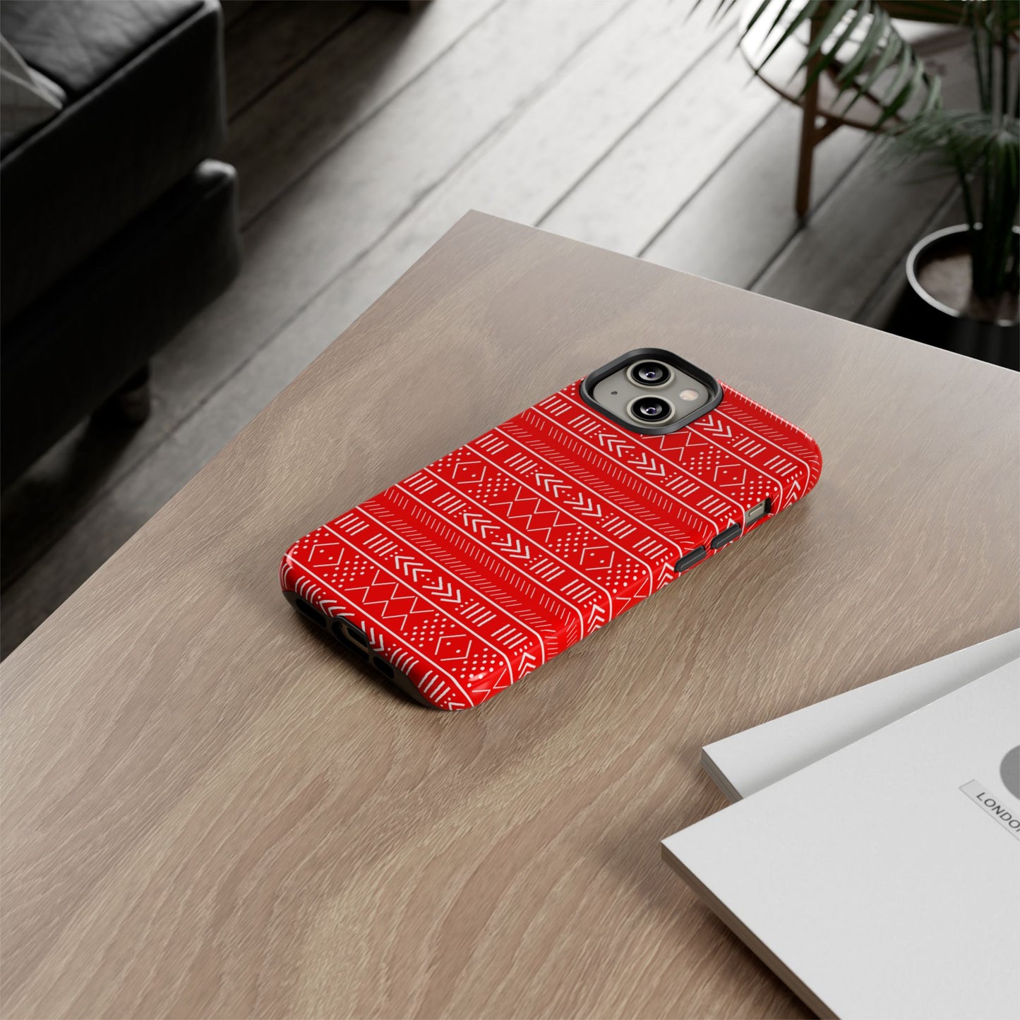 Red and White iPhone Tough Cases | Mudcloth iPhone Case | Afrocentric iPhone Case