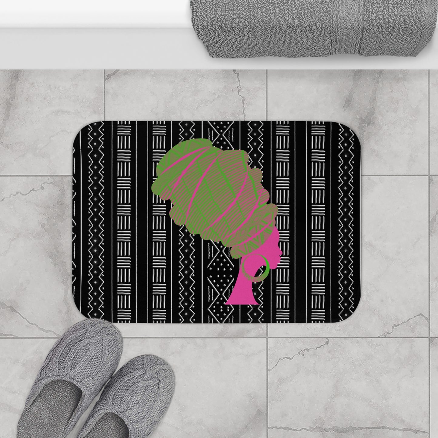 Pink/Green Queen Bath Mat