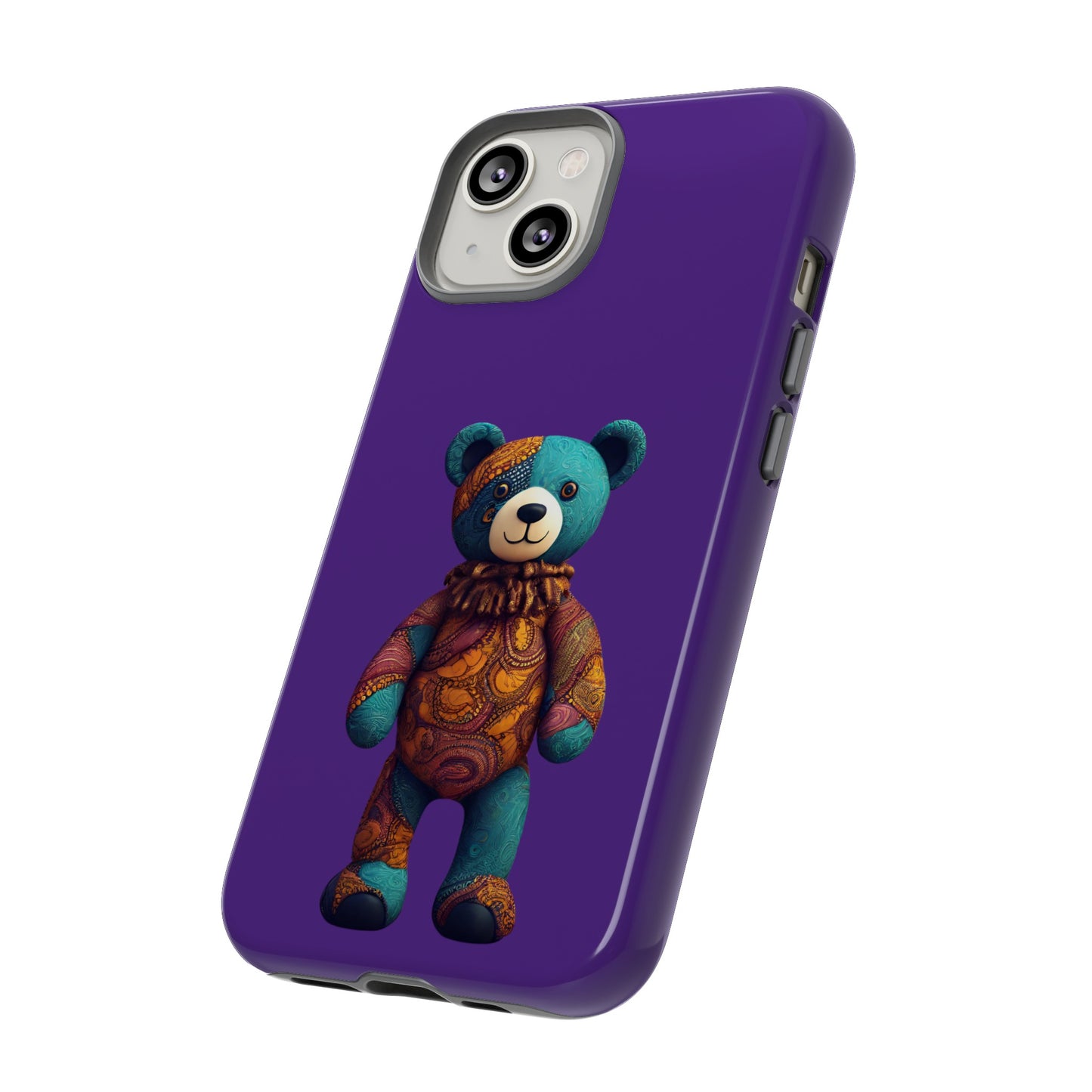 Purple and Blue Bear iPhone Tough Cases | Ankara Bear iPhone Case | Afrocentric iPhone Case