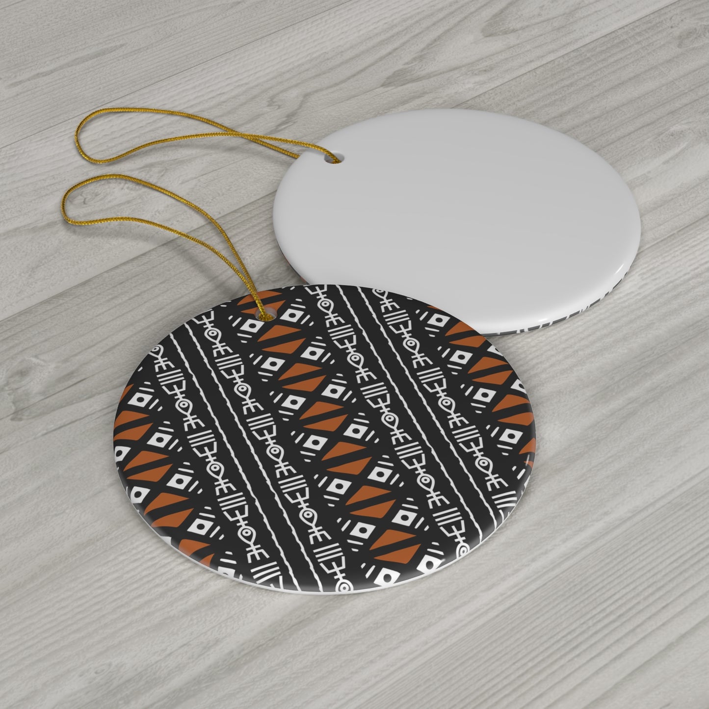 Mudcloth II Ceramic Ornament, 4 Shapes