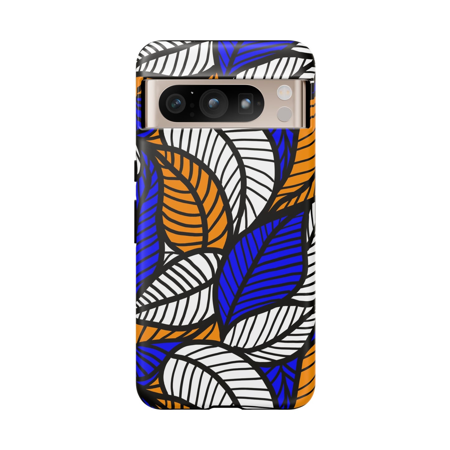 Blue Gold White  Leaf Ankara Google Pixel Tough Cases | African Google Pixel Case | Afrocentric Google Pixel Case