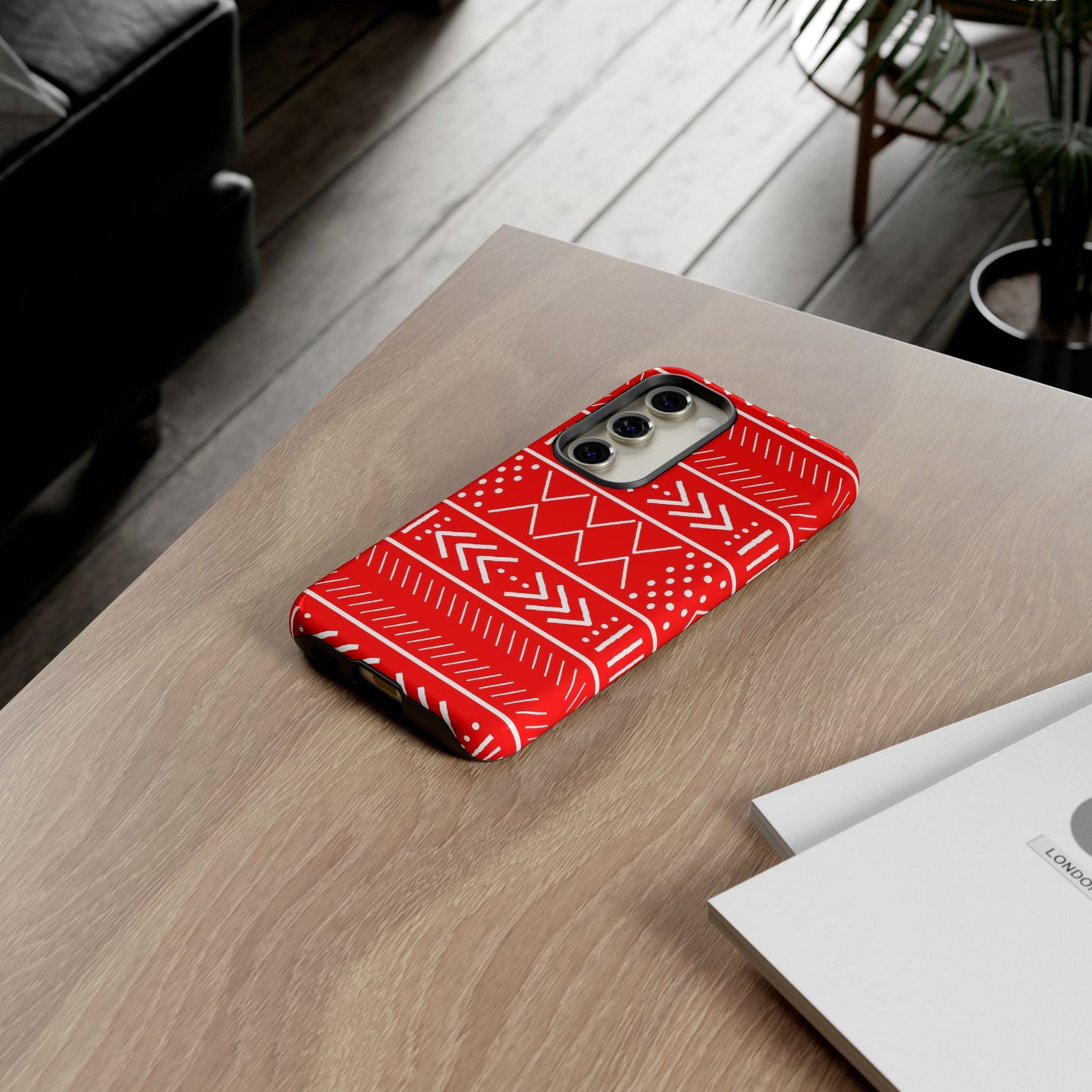 Red and White Mudcloth Samsung Tough Cases | African Samsung Case | Afrocentric Samsung Case | Mudcloth Samsung Case