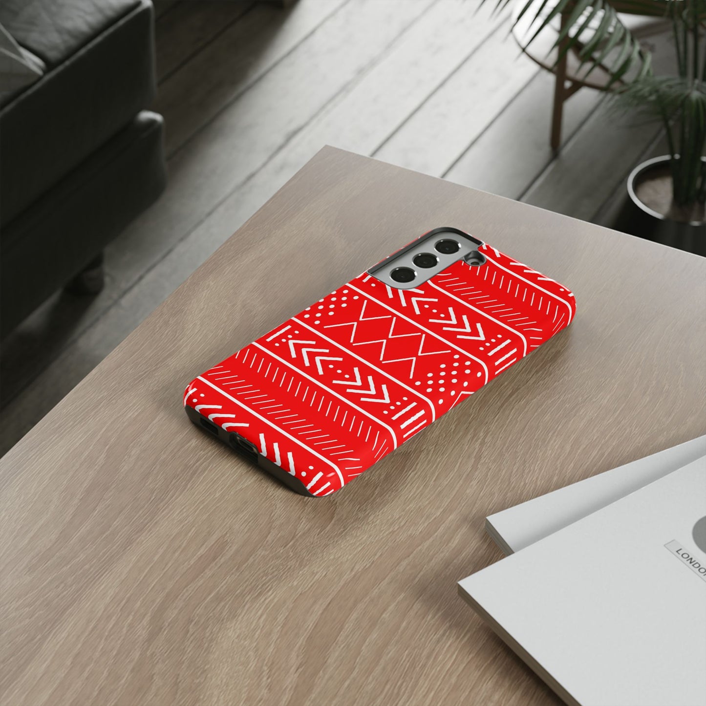 Red and White Mudcloth Samsung Tough Cases | African Samsung Case | Afrocentric Samsung Case | Mudcloth Samsung Case