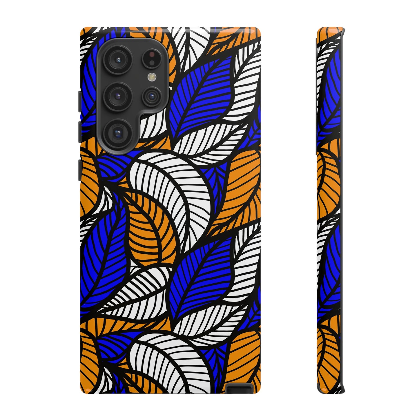 Blue and Gold Leaf Ankara Samsung Tough Cases | African Samsung Case | Afrocentric Samsung Case | Ankara Samsung Phone Case