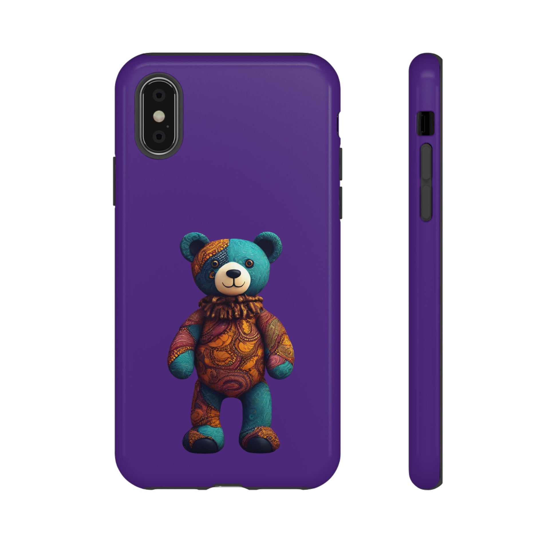 Purple and Blue Bear iPhone Tough Cases | Ankara Bear iPhone Case | Afrocentric iPhone Case