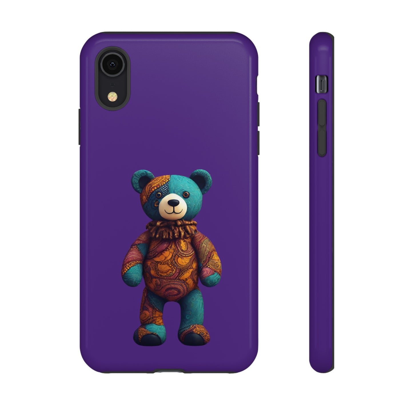 Purple and Blue Bear iPhone Tough Cases | Ankara Bear iPhone Case | Afrocentric iPhone Case