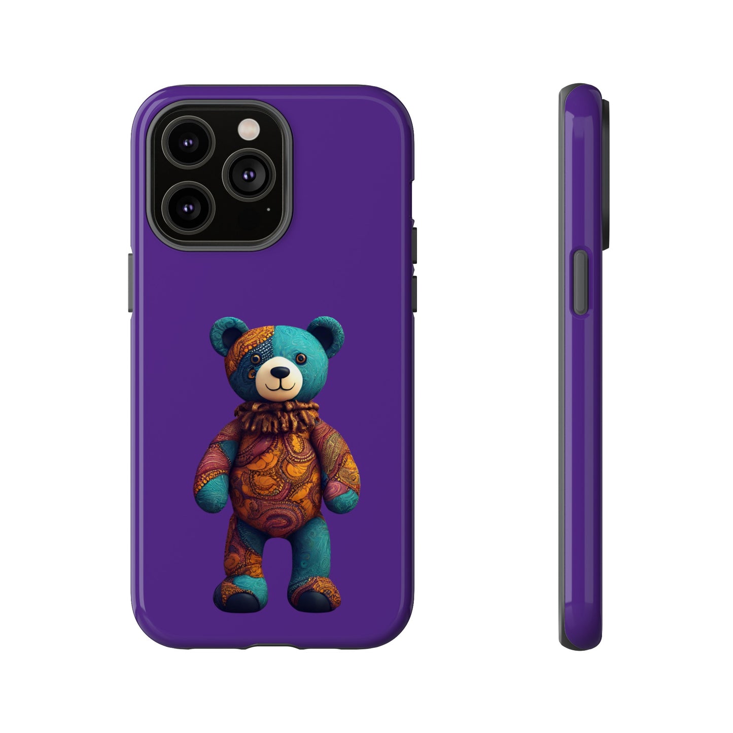 Purple and Blue Bear iPhone Tough Cases | Ankara Bear iPhone Case | Afrocentric iPhone Case