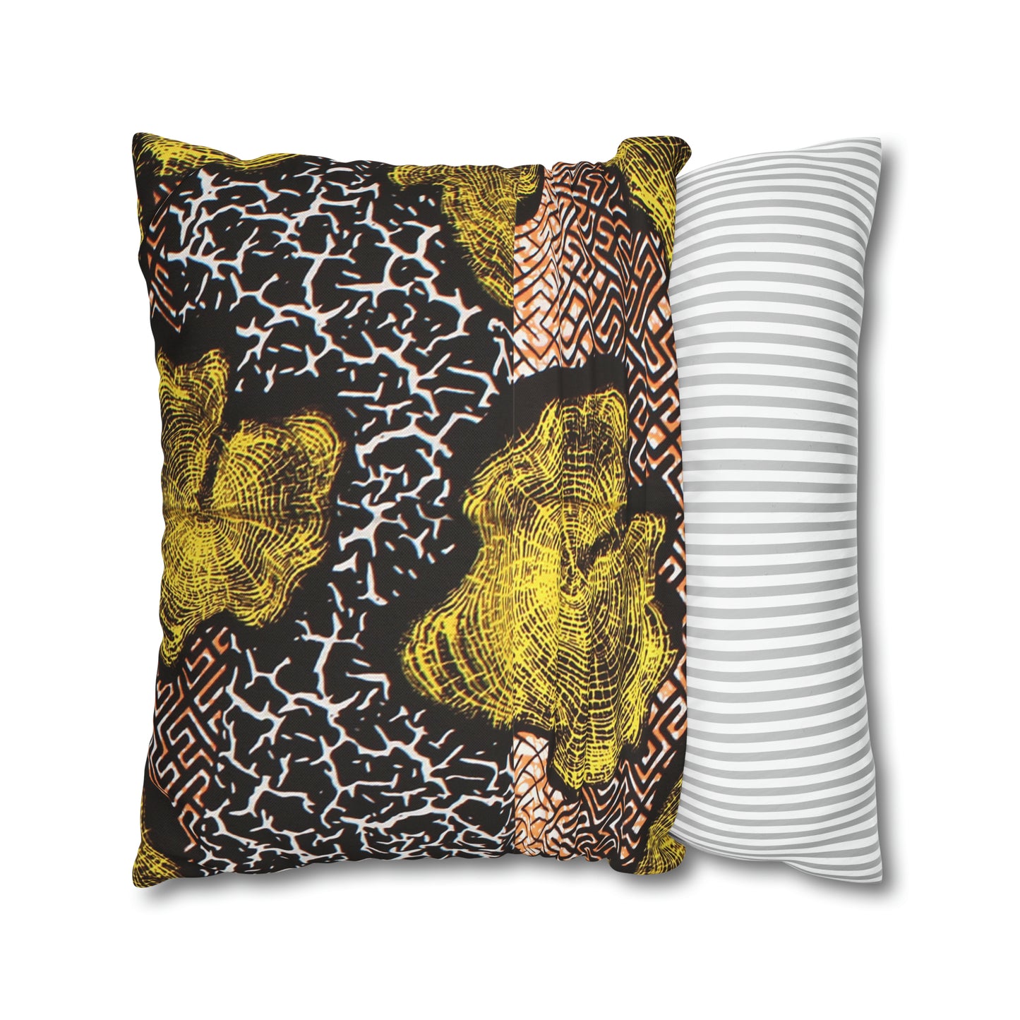 Black and Gold Ankara Square Pillow Case | Afrocentric Pillow Case